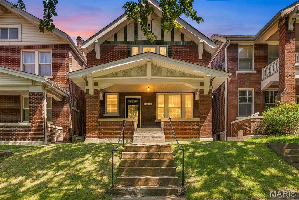 Welcome to this beautifully updated historic home in the highly sought-after Tiffany neighborhood, adjacent to The Hill and just minutes from Saint Louis University, top hospitals, and Tower Grove Park. This prime location offers the perfect blend of charm, convenience, and city living.
Inside, you’ll find an incredible mix of historic character and modern updates, featuring stunning original woodwork, built-ins, and beautifully restored antique hardwood floors throughout. The custom tile work adds a designer touch, while the spacious layout offers room to spread out with 5 bedrooms, 2 full bathrooms, and a finished basement for additional living or entertaining space.
The kitchen is truly the heart of the home, featuring abundant counter space, a large island with seating for five, updated stainless steel appliances, and an impressive amount of cabinetry for storage. Whether you love cooking, entertaining, or gathering with family and friends, this kitchen delivers both style and functionality.
The bathrooms have been thoughtfully updated, including a luxurious spa-like shower you may never want to leave. Additional features include zoned HVAC with two systems for comfort and efficiency, plus a convenient 2-car parking pad.
This is a rare opportunity to own a spacious historic home in one of St. Louis’ most desirable and centrally located neighborhoods.  Agent owned property.