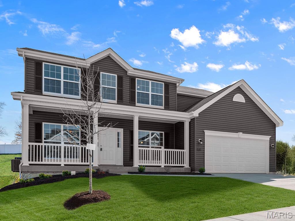 McBride Homes’ Hermitage II 4BR, 2.5BA 2-story home is ready this summer! Walkout homesite! A dedicated dining and office space, and dual-zoned HVAC, provide ample space for the entire family. Highlights include wood laminate flooring throughout the main level and a bright family room with a window wall. The kitchen has a large island, level 4 Brellin White cabinets, quartz countertops, a pantry & stainless-steel GE appliances. Upstairs, the primary suite has a large walk-in closet & private bath w/tub and a large window, walk-in shower, & double sink vanity. Three additional bedrooms & hall bath add convenience. Extras include main floor powder and laundry rooms and lower level ¾ bath rough-in. Valley View Farms offers beautiful new homes in Union, MO with easy access to shopping, dining, schools, and I-44 for convenient everyday living in Franklin County. Enjoy peace of mind with McBride Homes’ 10 year builders warranty & incredible customer service! Similar photos shown.