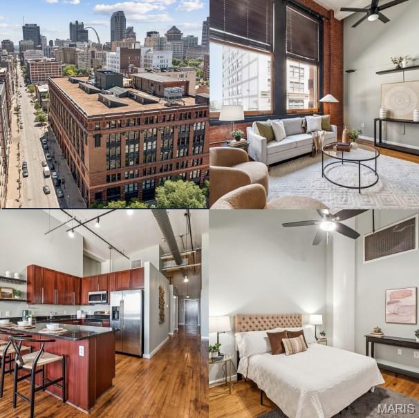 Discover the perfect blend of historic architecture and modern city living at Ely Walker Lofts. Offering over 1,220 sq ft, this downtown loft delivers an impressive amount of space, character, and convenience at an attractive price point. Inside, you’ll find soaring ceilings, exposed brick walls, expansive windows, and an airy layout filled with natural light. The versatile floorplan includes two private bedroom suites with adjoining full baths, creating an ideal setup for guests, roommates, or a dedicated home office arrangement. The kitchen is both functional and stylish with granite surfaces, custom cabinetry, stainless steel appliances, and abundant storage and workspace. Hardwood flooring, fresh interior updates, and in-unit laundry enhance the move-in-ready appeal. A valuable added feature, the unit conveys with a deeded parking space in a secured garage — a rare and highly desirable convenience for downtown living. Building amenities also include secure entry, fitness facilities, and rooftop gathering spaces with skyline views. Situated in the heart of St. Louis near Enterprise Center, St. Louis Union Station, Energizer Park, restaurants, entertainment, and major commuter routes, this is an outstanding opportunity to enjoy an urban lifestyle with exceptional value.