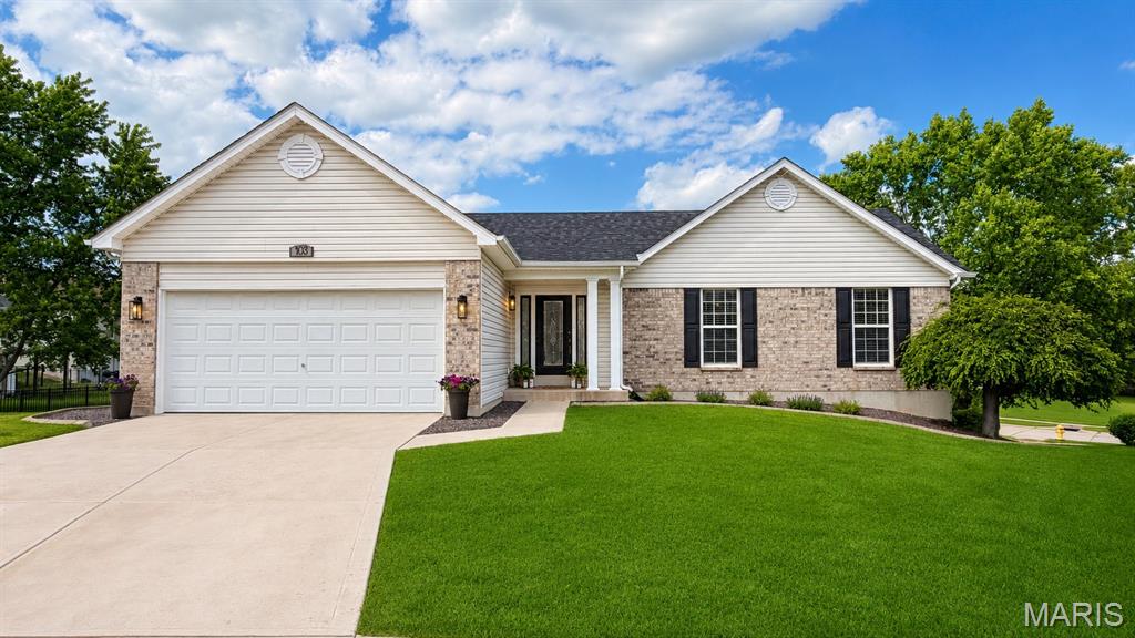 Beautifully updated vaulted ranch with finished walkout lower level in sought-after North Point High School! This move-in ready home offers an open floor plan designed for comfortable everyday living. Fresh paint and luxury vinyl plank flooring throughout add a modern, cohesive feel to the home. The spacious vaulted great room features a cozy wood-burning fireplace, abundant natural light, and seamless flow into the beautifully updated kitchen with custom shaker cabinetry and adjoining breakfast room. Step directly onto the deck from the breakfast area, creating the perfect setup for indoor and outdoor entertaining. The vaulted primary suite provides a relaxing private retreat with a walk-in closet and full bath featuring a separate tub and shower. The finished walkout lower level offers exceptional additional living space ideal for entertaining, recreation, a home office, or guest accommodations. Outside, enjoy the deck overlooking the pool and backyard, and admire the home’s gorgeous curb appeal that creates a warm and inviting first impression. Newer roof and HVAC for peace of mind. This lovely home is in Shannon Glen Estates, which is conveniently located near shopping, restaurants, parks, and everyday conveniences, with neighborhood sidewalks perfect for leisurely evening strolls and enjoying the community atmosphere.