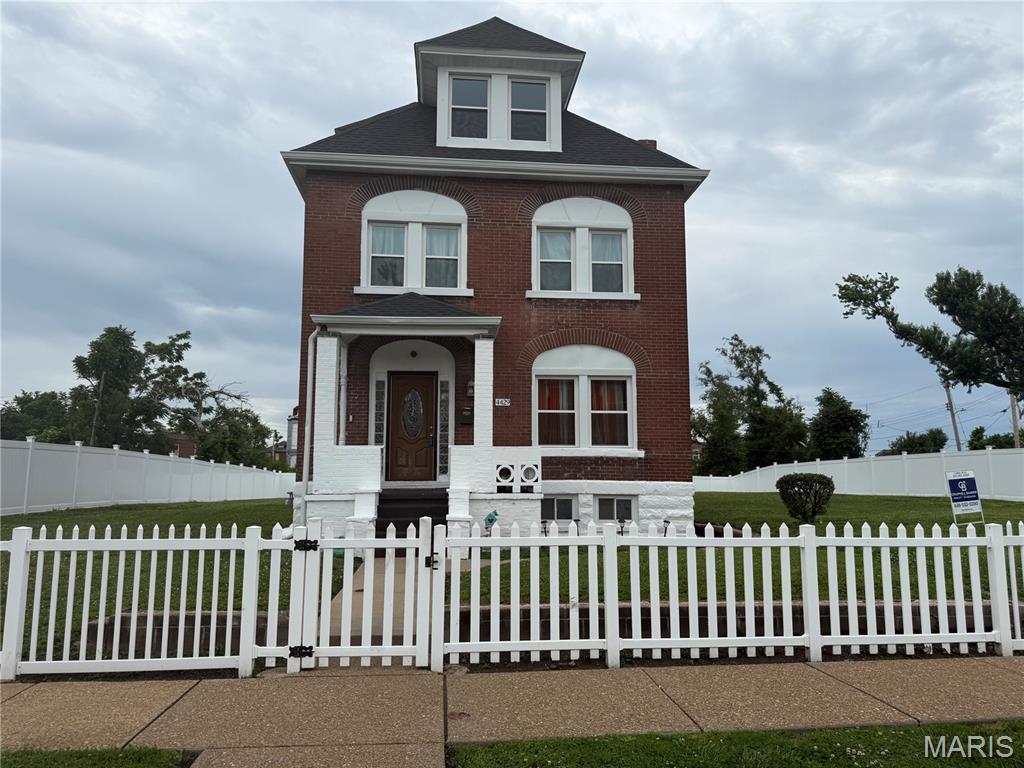 CITY LIVING. This includes the two lots, all fenced in with the house. Updated three-story, 4-bedroom, 2.5-bathroom solid brick centennial home featuring updated energy-efficient vinyl windows throughout, a newer HVAC heating and cooling system, architectural roofing, plumbing, and a hot water tank. Entry foyer. Updated kitchen and bathrooms. Convenient second-floor laundry. Bathroom on each level. Unfinished lower level that walks out to the fully fenced yard. The updated PVC plumbing is not underground. Shed stays. Seller is offering a one-year warranty at closing for the buyer’s peace of mind. MLS#25079166 & MLS#25079186 are included in the sale. Roof done on June 2025 by FM ROOFING CO. passed city code inspection.