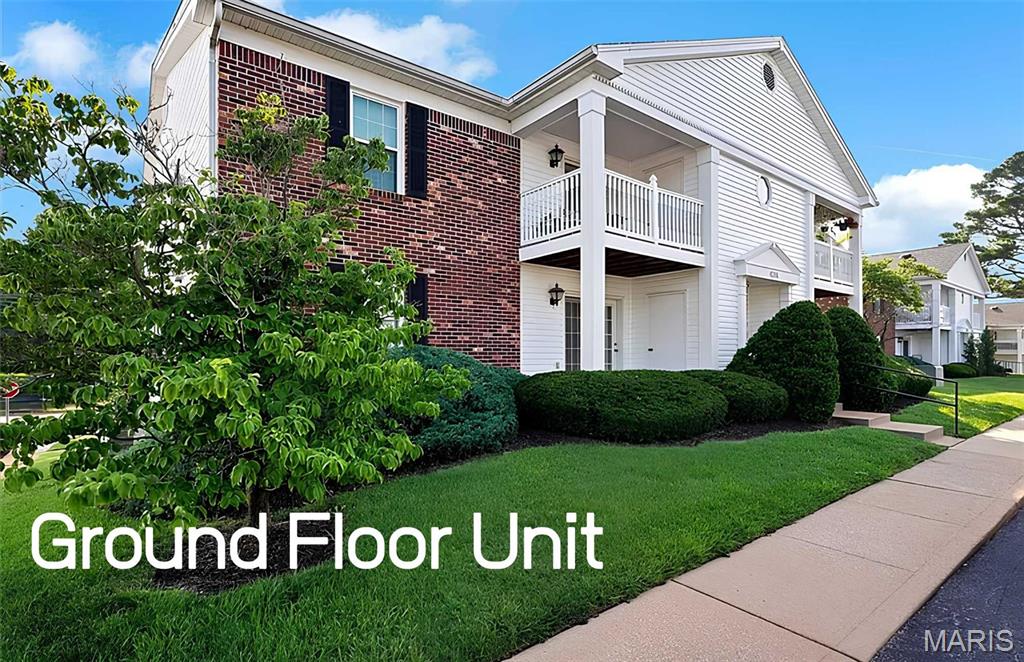 Ground floor Condo is in a very convenient area to shopping, highways and restuarants.  Plenty of parking and this one has a Carport as well.  Keypad on entry door and this unit has the "extra" Office as soon as you enter, and it has a 'feature wall' to make if feel as though you're outside somewhere!  Actually you're not....it's not that realistic!  Kitchen is nicely updated with shaker cabinets, granite counter, large sink and all stainless appliances that will remain in the unit.  Carpeting is in good shape.  Both bedrooms are spacious and both have a Walk-In closet.  Both bathrooms are nicely appointed, and there are plenty of linen closets plus ample storage.  The composite deck is a bonus and there is an additional storage closet just off the slider from the living room.  There is a washer and dryer that will remain with the unit.  St. Louis Occupancy will be completed prior to closing for the Buyer(s).