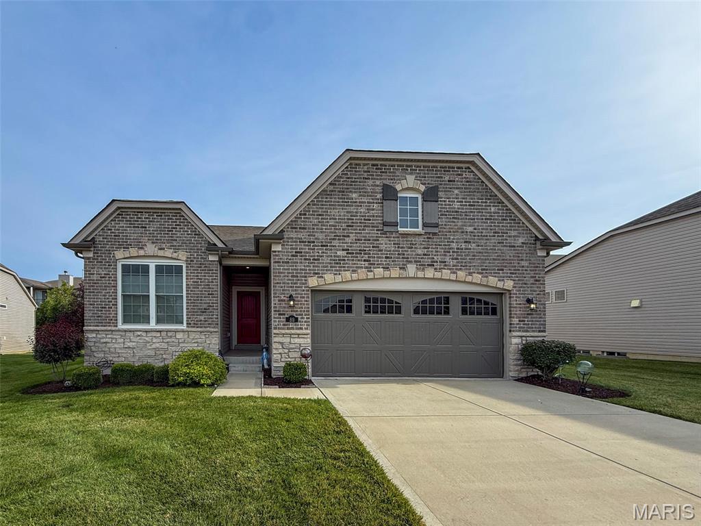 Move right into this beautiful, detached villa in the popular Cordoba neighborhood by Payne Family Homes. Built in 2020, this 1,615 square foot home offers two bedrooms plus a den, two bathrooms, and an open floor plan with nine-foot ceilings. Enjoy a stylish kitchen with quartz countertops, stainless steel appliances, and vinyl plank flooring throughout. The master suite features a coffered ceiling, walk-in closet, and a luxurious bathroom. Outside, the home sits on a quiet cul-de-sac with attractive brick and stone curb appeal and low-maintenance landscaping. You’ll love the community amenities: a pond with a fountain, walking trails, and a park with a playground. Conveniently located near highways 364 and 40, as well as shopping, dining, and recreation, this villa combines comfort and convenience in a welcoming community.