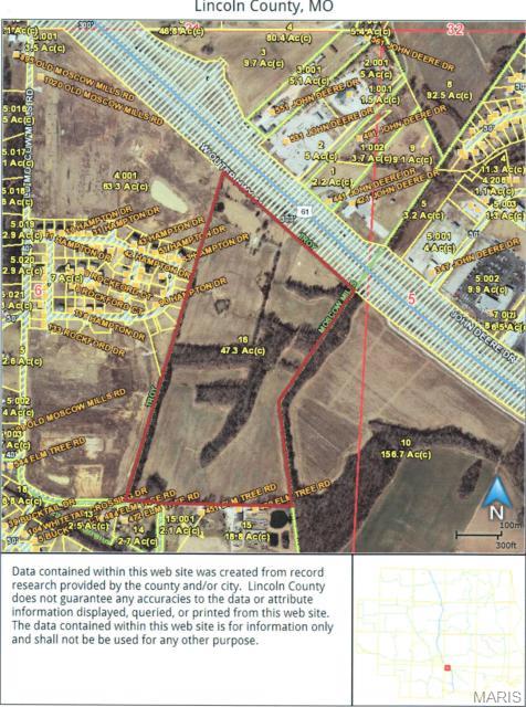 54+/- acres South of Troy, 10 minutes to Wentzville.  Excellent Hwy 61 visibility adjoining Troy City Limits to the North and Moscow Mills to the South.  Near Troy 9th Grade Center.  Approx 1320' of Hwy 61 frontage and 300' of Elm Tree Road.  Utilities available.  Seller will divide.