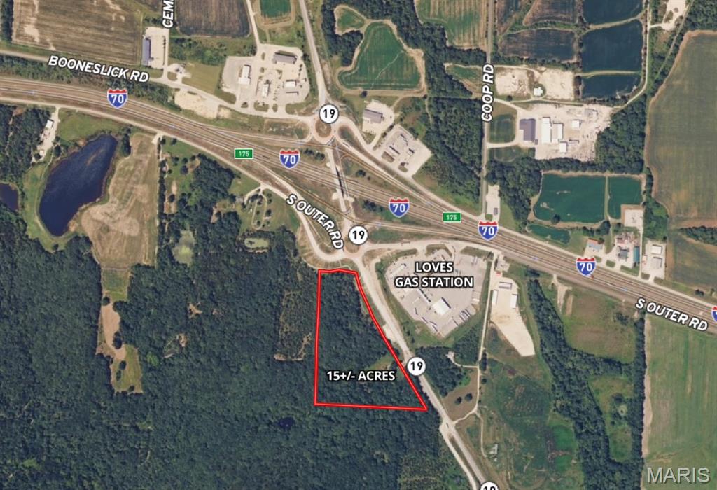 15+/- Acres of exceptionally rare ground at the interchange of I-70 and Hwy 19!  The New Overpass and Roundabouts completed and makes access much more convenient.  Great traffic east and west and north and south.  Interchanges like this are extremely rare to find undeveloped. Sewer and water are available. This is a growth area in wine country and Agri-tourism. The Google Data Center is under construction and the Amazon Facility is next!  Major growth is coming to the area over the next year or two... get in the mix while you still can! This property can be divided! Duplicate Listing MLS #26029474 Location: Interchange Corner Location, High Traffic