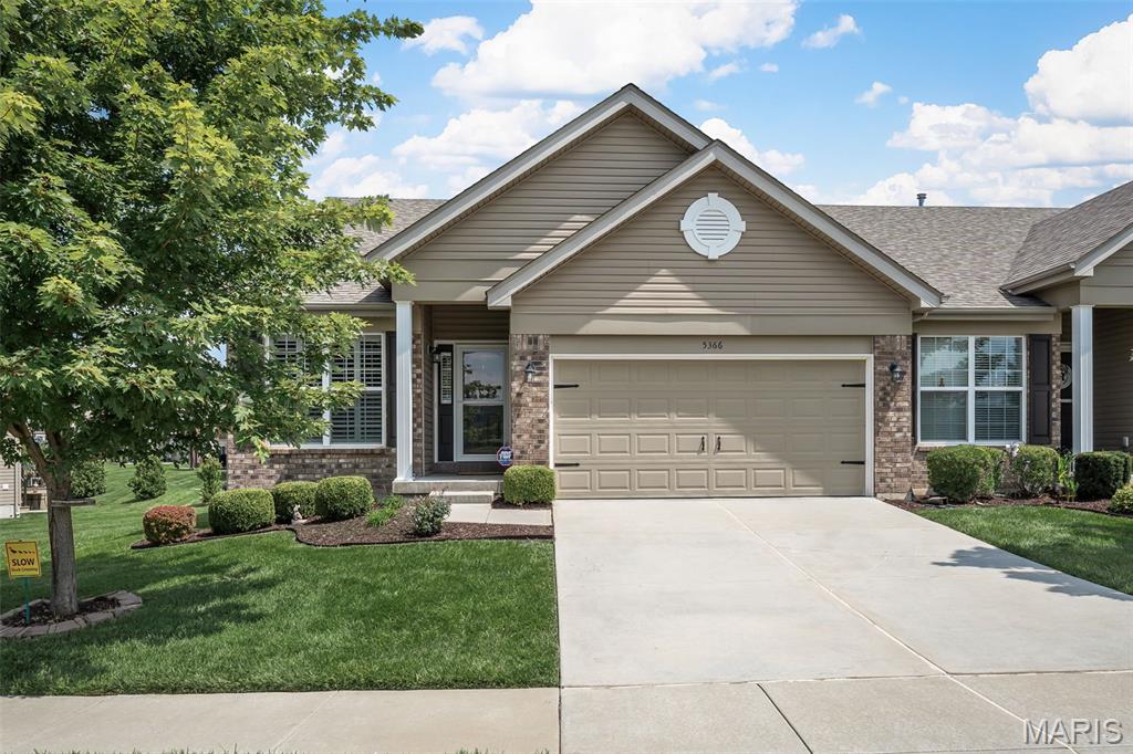 Coming Soon in Eureka, MO! Built in 2017, with over 2,400 sq ft of living space, this lovely, maintenance-free villa offers the perfect blend of comfort, style, and convenience! From the moment you step inside, you'll appreciate the open floor plan accented by a gas fireplace in the cozy family room & soaring vaulted ceilings that create an airy & inviting atmosphere. The spacious kitchen is designed for both everyday living and entertaining, featuring a large center island, pantry, stainless steel appliances, a double wall oven, and ample cabinet and counter space. Plantation shutters adorn the windows providing character in the home. 

The main-floor area offers effortless living with a convenient main-floor laundry room, while the finished lower level expands your living space with a family or recreation room, a third bedroom, and a full bath—ideal for guests, a home office, or multi-generational living.

Step outside to the private backyard patio, the perfect place to enjoy your morning coffee, unwind after a long day, or entertain family and friends. You'll also love the peaceful views of the picturesque lake and fountain just across the street in front. Combined with maintenance-free living, this exceptional villa allows you to spend less time on upkeep outside and more time enjoying everything this wonderful community has to offer. PLUS, this home comes with a NEWER installed generator (2023)!  Never worry about losing power again from a storm!  Don't miss your opportunity to make 5366 Lakepath Way your next home!
