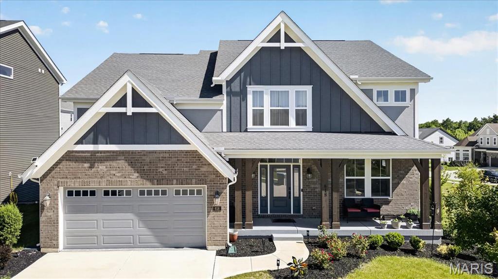 Beautifully designed and only 3 years old, this Fischer Homes Custom Blair model offers a rare and versatile floor plan ideal for multi-generational living, extended guests, or older children needing their own private space. Situated on a level corner lot neighboring common ground for added privacy and openness, this home combines modern design with everyday functionality. Luxury vinyl plank flooring flows throughout the main level. A welcoming front living room with custom windows leads into the impressive two-story great room featuring a dramatic wall of windows and seamless access to the kitchen and breakfast area. The kitchen is thoughtfully appointed with quartz countertops, a center island, 42-inch cabinetry with crown molding, gas cooktop, stainless steel appliances, a walk-in pantry, and an adjoining breakfast room with access to the covered deck. The first primary suite offers 9-foot ceilings, a sitting area, a walk-in closet, and a spa-like bath with double vanities, oversized tile-surround shower, soaking tub, and an additional walk-in closet. 3 additional bedrooms, 2 full baths, and a convenient laundry room complete the upper level. Privately situated on the way to the finished lower level, the second primary suite includes 9-foot ceilings, a walk-in closet, and a full bath, creating the perfect separate living arrangement. The finished lower level adds exceptional living space with a large rec room, family room, and an additional full bath. Additional highlights include a main-level mud room, oversized finished 2-car garage, and access to subdivision amenities including a pool, playground, pond and clubhouse. A thoughtfully designed home offering flexibility, space, and modern comfort in a highly desirable community.