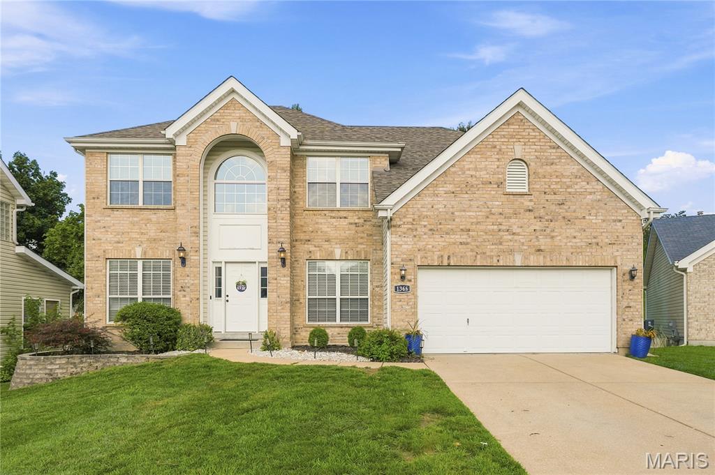This wonderful home is located on a private premium lot in Arbor Bluffs Subdivision and is so much more than your average 2 story. Open floor plan with a large vaulted great room in the center rear that opens to a beautifully updated kitchen. Gas log fireplace. Kitchen has newly painted cabinets, new counters and backsplash. Living and dining rooms are to the front with custom built in cabinetry, and in addition, there is a separate first floor office with glass door for privacy.  Upstairs the primary suite is very spacious with large walk in closet and private in suite luxury bath with dual vanities, separate tub/shower and private commode closet. Three additional bedrooms share the hall bath. Wood floors run in all general spaces on first floor and in all upstairs bedrooms. Main floor laundry and powder room as well.  Kitchen area walks out to deck/patio area in rear.  The lower level has a 9ft pour and is finished off with a large rec room, media area, office area with great built in and smaller bonus room perfect for workout equipment. Garage has been recently drywalled and painted, newer roof, newer HVAC.  Washer, Dryer and Refrigerator all stay. Parkway South Schools, Close to Castlewood Park.