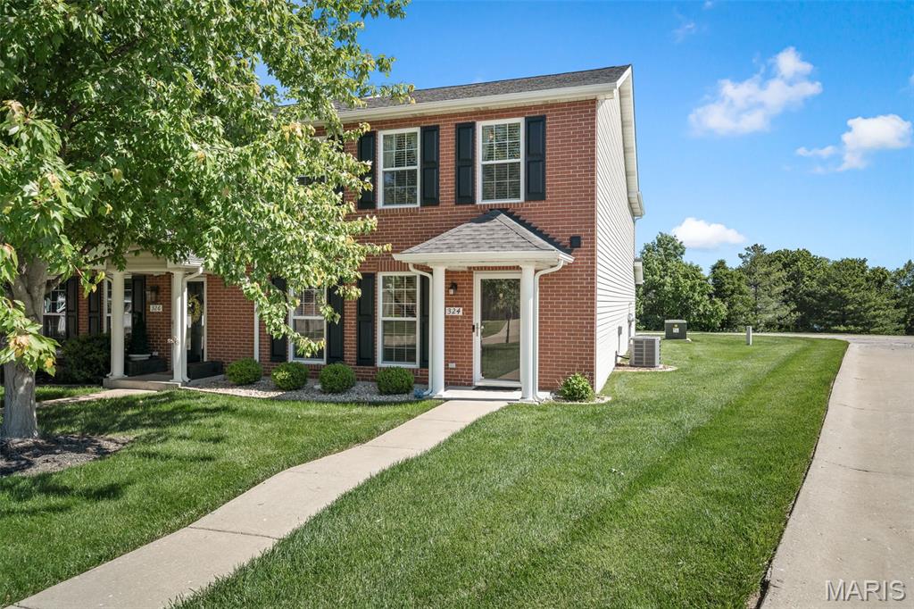Welcome to 324 Savannah Terrace, a beautifully maintained 3-bedroom, 2.5-bath end-unit townhome offering nearly 1,700 square feet of comfortable living space. Located in the desirable Heritage Pointe community, this home combines convenience, functionality, and low-maintenance living. The open-concept main floor features a bright living area, separate dining space, and a kitchen with ample cabinet and counter space, breakfast bar seating, and included appliances. Upstairs, you'll find three generously sized bedrooms, each with walk-in closets, providing plenty of storage. The primary suite offers a private bath, while additional built-in nooks create ideal spaces for a home office, reading area, or study station. Additional features include attached 2-car garage, main-floor laundry, private patio, pet-friendly (subject to approval), and lawn care, snow removal, and exterior maintenance are included through the HOA.
