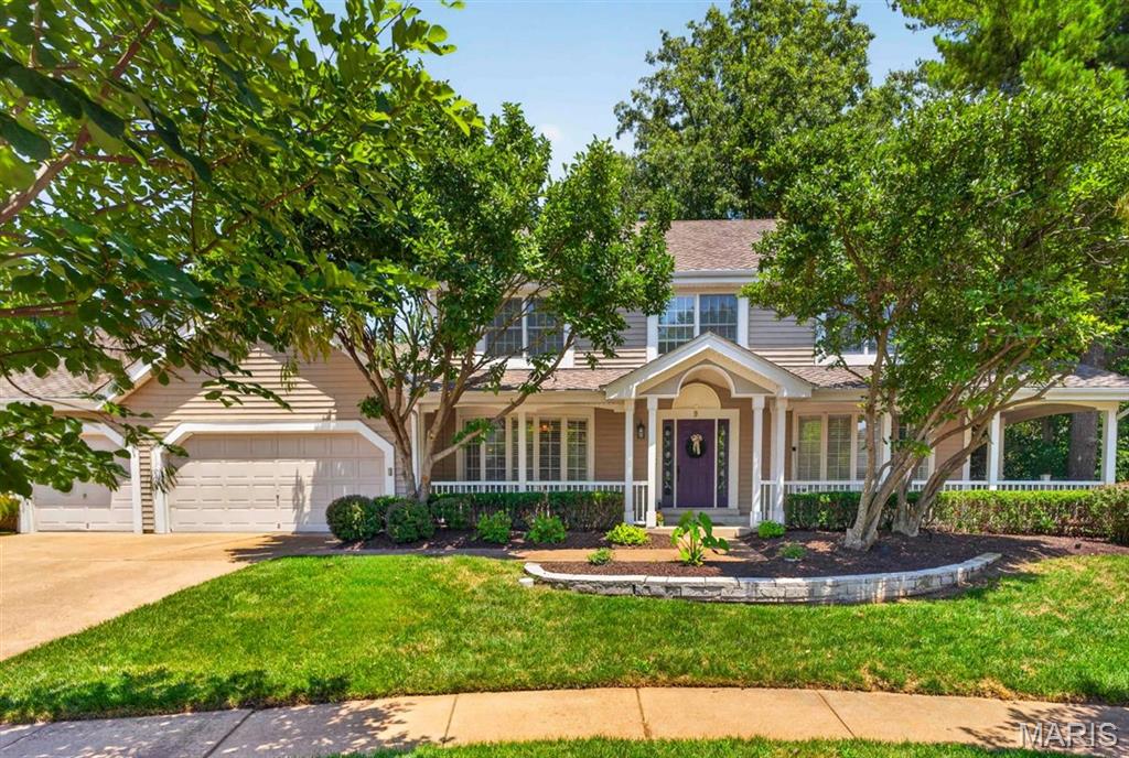 Former display home in Baxter Ridge offering a rare 3-car garage, nearly 4,000 sq ft of finished living space, and a private .35-acre lot with mature landscaping. The wraparound front porch creates a welcoming first impression, while the main level features wood floors, formal dining and living rooms, powder room, iron staircase spindles, and plantation shutters. The family room includes a gas fireplace, built-ins, and bay windows.

The kitchen is highlighted by an expansive granite island, pantry, warming drawer, breakfast room, and convenient access to the main-floor laundry. A well-designed office nook offers a tucked-away workspace with fiber internet access. Upstairs, the primary suite includes a walk-in closet and full bath with double sinks, and a separate tub and shower. Three additional bedrooms share the secondary full bath.

The finished lower level adds valuable living space with a sleeping room, full bath, rec room with cocktail bar and drink cooler, a secondary room previously used as a gym, and storage area. Outdoor living is a standout feature, with a multi-level 700+ sq ft composite deck accessible from both the kitchen and family room. The deck includes built-in lighting and overlooks the fenced backyard and mature landscaping. Other highlights include a sprinkler system, Parkway Central School District, and access to the community pool, tennis courts, and clubhouse. Showings begin Friday, July 17. Professional photos will be uploaded by Tuesday, July 14.