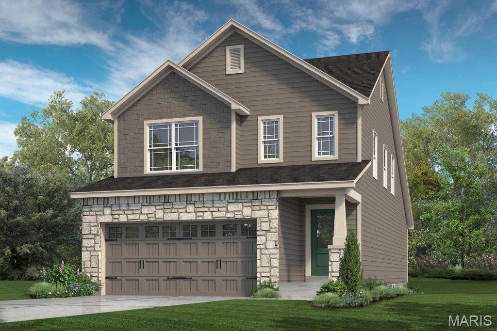 New construction by Fischer and Frichtel in the exciting Harvest neighborhood! Showcasing 1,860 sq ft, 4 bedrooms, 2.5 bathrooms and a main floor Primary Suite, this 1.5 story home will not disappoint. Features include 9 ft ceilings on the main floor, luxury vinyl plank flooring, gourmet Kitchen, contrast island with seating bar, tile backsplash, quartz countertops, stainless steel appliances, gas range, chimney style range hood, microwave, 42 inch Shaker style full overlay cabinets with crown, soft close feature, roll out shelves, main level Powder Room, a large walk in closet in the Primary Suite, raised height double bowl vanities and a shower in the Primary Bath with bench seat, frameless shower door, main floor laundry, walk in closets in two of the secondary bedrooms, upstairs Bonus Room, 5 panel interior doors, custom wall paint, low E windows, zoned damper HVAC, rough in bath,  garage door opener, walkout basement, 12 x12 composite deck with aluminum railing, 12 x 11 patio and more. The Craftsman-style exterior has stone, vinyl siding, shake accents, architectural shingles, prairie grills in the windows, carriage style garage doors, coach lights, landscape and full yard sod. This incredible community offers spectacular amenities including 47 acres of common ground, a 13+ acre town square, lakes, dog parks, food truck court, farmers market, orchards, pumpkin patch, community garden, pickle ball courts, bocce ball courts, playgrounds, nature play area with water feature and a civic lawn area.  This home is under construction and scheduled for an October 2026 completion.