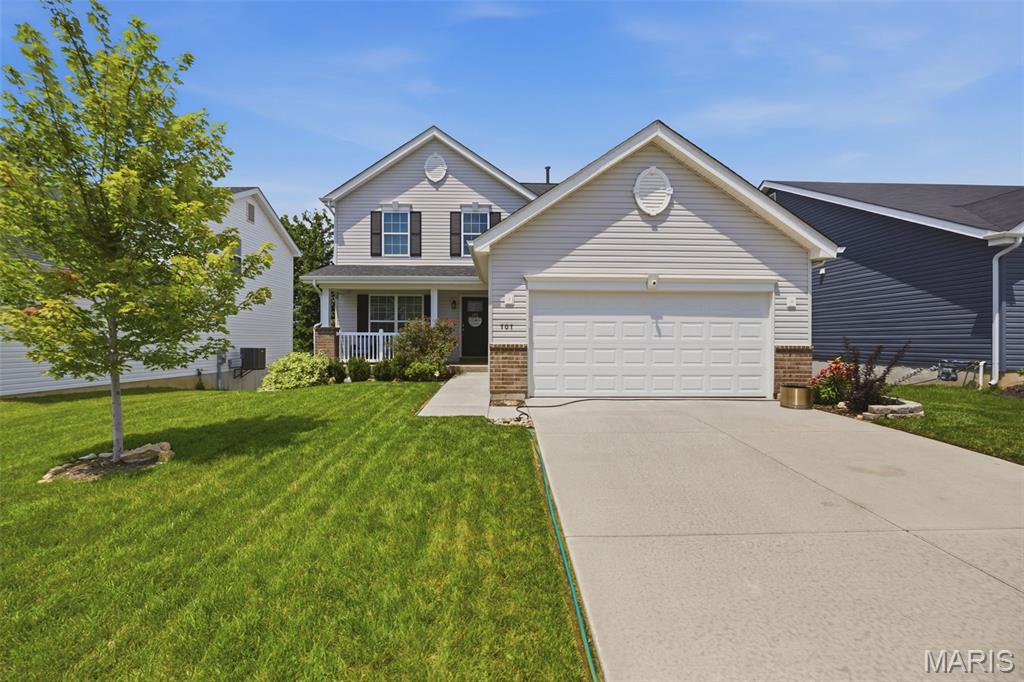 COMING SOON! First Showings begin Friday, July 10th @ 9AM. 
Location, location, location! Beautiful two-story home located in the heart of Wentzville! Offering over 1,800 sq ft of living space. The main level features luxury plank vinyl flooring, an open and inviting living room. The eat-in kitchen has custom cabinetry along with ample space for family gatherings. Upstairs you will find the primary suite with a generous size walk in closet and master bathroom. Two additional bedrooms and an added bonus the upper level laundry! The unfinished walkout basement provides endless possibilities for future living space.  Home is conveniently located near shopping, dining, parks! Must see! Schedule your showing today!