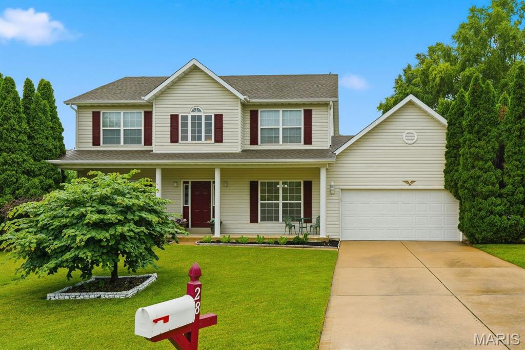 This beautifully maintained two-story home offers a spacious floor plan designed for both everyday living and entertaining.  Upon entering, you'll be welcomed by an inviting 2-story foyer with hard wood flooring that opens to the formal living and dining rooms. The open-concept family room features a bay window, a cozy wood-burning fireplace, and 9-foot ceilings, seamlessly flowing into the kitchen and breakfast area with porcelain tile flooring. The
Kitchen is well-appointed with abundant 42"maple cabinetry, pullout draws, solid -surface Silestone countertops, a center island, and large pantry. A convenient main-floor laundry room is located just off the kitchen. Atrium doors lead to a large maintenance-free deck overlooking a private vinyl fenced backyard backing to common ground. Upstairs, a versatile loft area, an enormous primary suite featuring an updated bath with double sinks, a separate soaking tub and shower. Two nice sized additional bedrooms and a full bath complete the upper level.   The finished lower level provides additional living space with a large family room, bonus room, and ample storage. Situated on a quiet Cul-de-sac in Stable Ridge Manor conveniently located near Highway 370. The lovely lot includes an in-ground sprinkler system. This exceptional well cared for property is ready for its next owners to create lasting family memories.