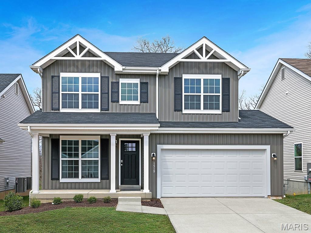 New McBride Homes Sterling 4BR 2.5BA will be ready this fall! Farmhouse exterior! Great for gatherings, the main floor has wood laminate flooring & 6’ windows. Off the foyer, you’ll find a living space that leads into a family room, extended kitchen, & powder room. The kitchen has a center island w/extended top, quartz countertops, Benton Sarsaparilla 42” cabinets, walkin pantry, & stainless GE appliances. The dining area has a sliding glass door to the backyard. Upstairs you’ll find the primary suite w/a walkin closet, private bath w/walkin shower, double sinks & linen closet. 3 extra bedrooms, full bath & laundry area add convenience. Extras: 2 panel white interior doors, upgraded fixtures & ¾ bath rough-in at LL. Parkview offers beautiful new homes in Gray Summit with easy access to I-44, nearby parks, shopping, dining, and outdoor recreation in Franklin County. Enjoy peace of mind with McBride Homes’ 10 year builders warranty & incredible customer service! Similar photos shown.