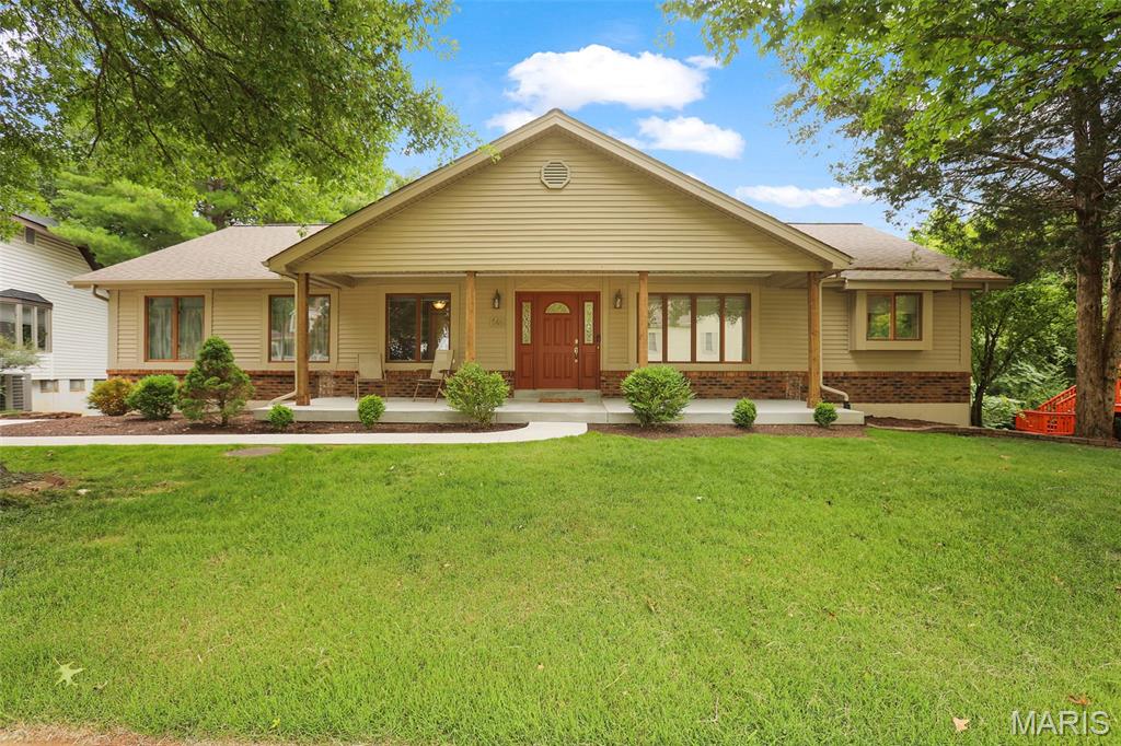 Gorgeous, freshly painted move-in ready contemporary 3 bedroom, 3 bath ranch house with an enticing floor plan, lots of open space, loaded with many features and updates. Step into the impressive living room featuring a vaulted ceiling with skylight, brick fireplace with gas logs, and double sliding Anderson doors which open out to a picture-perfect wooded backyard with newly built deck upgraded with premium low-maintenance composite decking (not wood), sturdy support posts and elegant black aluminum railings, making it a stunning, high-quality outdoor living space. Separate dining room sits beside an open concept kitchen with lots of cabinetry space, durable Corian countertops, double ovens, smooth-top downdraft cooktop, some stainless-steel appliances, and more. The large master suite comes with his and her closet and a newly renovated contemporary style master bathroom featuring sky light, granite countertop, double sinks and separate shower and tub. One bedroom also perfect for use as home office with gorgeous built-in bookcases and closet with built-in organizers. The living room, dining room, kitchen, hallway, and bedroom/office all feature beautiful hardwood floors. Other bedrooms have comfortable and easy to maintain carpet. The main floor hall bath has been completely redone with jacuzzi tub, newer lighting & storage base sink. The finished walk-out lower level features a family room and two multi-use rooms (with closet and window) perfect for another office, recreational use, hobbies, family gatherings, or kids’ activities. The exterior has been beautifully updated with new concrete patios, sidewalk, and driveway to enhance curb appeal. Other features include Anderson casing windows, main floor laundry, mud room, extra washer dryer hook-up in the basement, 4 cars tandem garage (great for motor vehicles, boat, etc) with a 240v outlet for electric car charger. Subdivision offers pool, basketball court, and tennis court. A short walk to the fun and relaxing Anniversary Park or preschool. Near restaurants, shopping, and the local library. Must See!