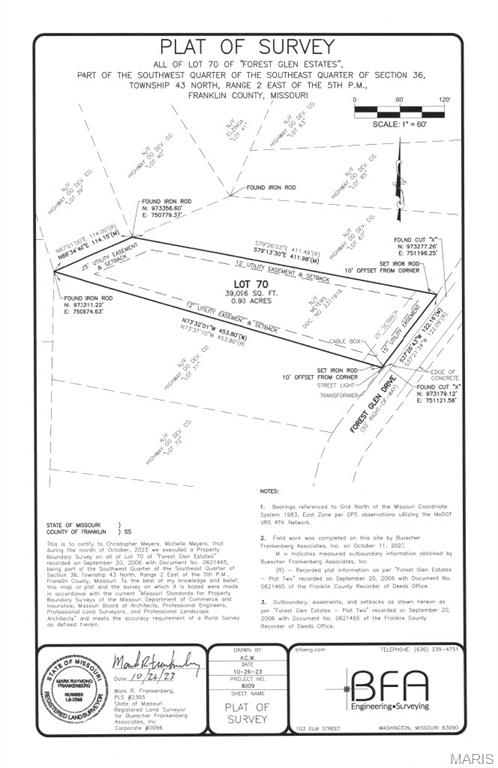 Experience the ideal blend of tranquility and community on this expansive .89-acre lot, gracefully nestled in the rolling hills of Pacific, Missouri. Situated in the desirable, gated Forest Glen subdivision and part of the respected Meramec Valley R-III School District, this homesite delivers both security and a sense of belonging. Positioned directly across from the subdivision’s inviting pool and cabana house, you’ll enjoy easy access to relaxing amenities that make everyday living feel like a retreat. This prime piece of land offers an exceptional opportunity to build a custom home tailored to your personal style and needs. Whether you’re interested in exploring thoughtfully crafted design plans provided by the agent or prefer to bring your own architectural vision, the possibilities are endless. Here, you can create a home that perfectly suits your lifestyle, surrounded by scenic beauty and a welcoming neighborhood atmosphere. Don’t miss the chance to turn your dreams into reality on one of Forest Glen’s finest lots.
