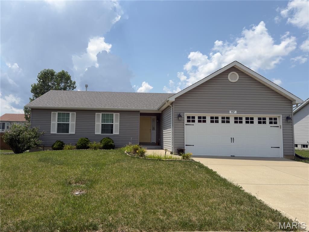Welcome home to this beautifully maintained ranch built in 2017, this home features an open-concept floor plan that's perfect for both everyday living and entertaining.
The kitchen is sure to impress with granite countertops, stainless steel appliances, and abundant cabinet and counter space, flowing seamlessly into the spacious living and dining areas. The spacious primary suite features a private full bathroom, while two additional bedrooms and a second full bath provide comfortable accommodations for family, guests, or a home office.
The full unfinished basement offers incredible potential to nearly double your living space and already includes a roughed-in bathroom, making future finishing even easier. Step outside to a fully fenced, level backyard with a concrete patio, ideal for grilling, relaxing, or entertaining.
Located in a desirable Wright City neighborhood with convenient access to I-70, this home offers the perfect combination of modern amenities and room to grow. Property is being sold as-is. Professional photos and additional details coming soon. Schedule your showing once this home becomes available—you won't want to miss it!