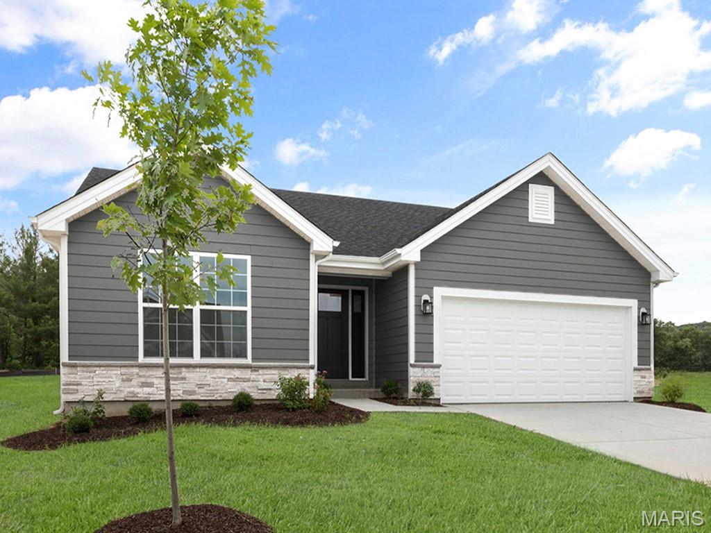 New McBride Homes Aspen ranch 2 BR & 2 BA, is ready now! Open floor plan with vaulted ceilings, great room with a ceiling fan, faux wood blinds & LVP level 3 flooring in the main living areas. Kitchen features level 7 greyhound gray cabinets, quartz countertops, peninsula w/flush breakfast bar, & stainless GE appliances. Primary suite offers walk-in closet & private bath w/double vanity & 5’ walk-in shower. Two additional bedrooms & full bath add convenience. Extras include 6’ windows, ceiling fan prewires, main floor laundry, & white 6-panel doors. LL has ¾ bath rough-in for future finish. St Andrews Meadows offers dog park & walking trails, plus backs to Veterans Memorial Park. Enjoy peace of mind with McBride Homes’ 10 year builders warranty and incredible customer service! Display photos shown.