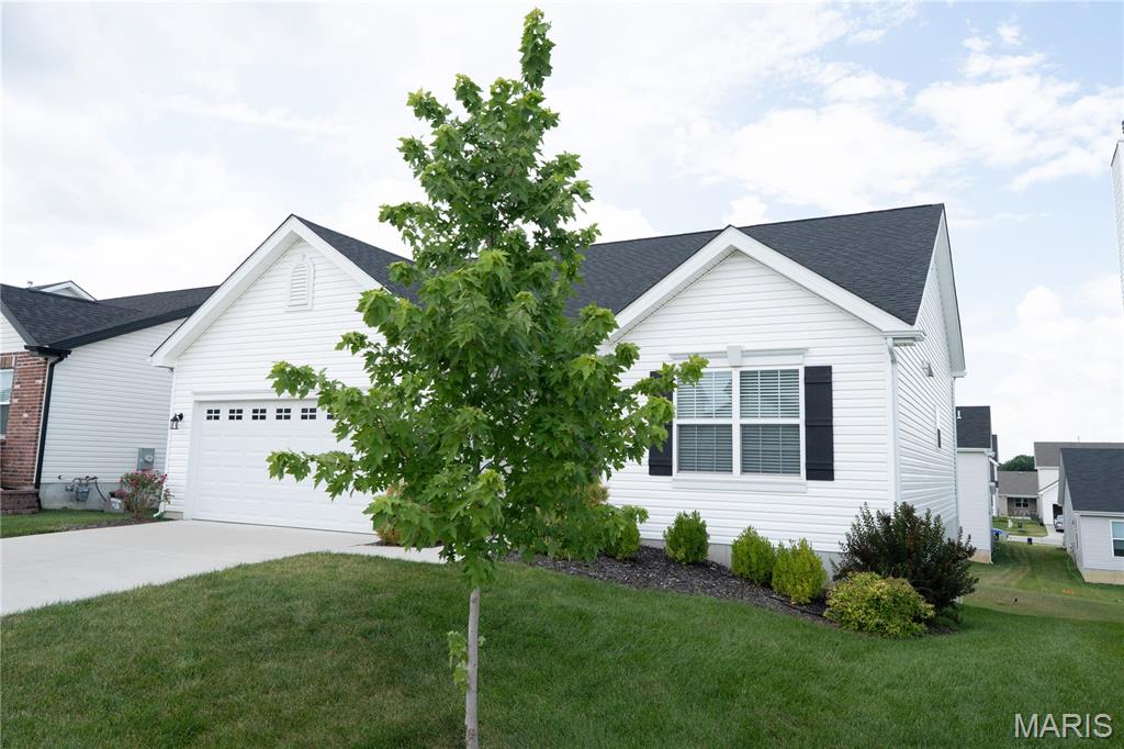 McBride Homes’ Aspen II 3BR, 2BA ranch-style home ready this summer! Enjoy an open floorplan with vaulted ceilings, 6ft windows, & beautiful wood laminate flooring in main living areas. The kitchen has a large island with a breakfast bar, Winstead Burlap 42” cabinets, quartz countertops, stainless steel GE appliances, & large walk-in pantry. The dining area has a sliding glass door that leads to a future covered patio area w/ a ceiling fan prewire. The primary suite has a large window, dual closets, & private primary bath w/double sinks & walk-in shower. Two extra bedrooms & full hall bath add convenience. Other extras include main floor laundry, ¾ bath rough in at LL, two panel white interior doors, ceiling fan prewires, plus garage coach lights. Louiselle Park is located just minutes from Creve Coeur Park with quick access to I-270 and Page Avenue. Enjoy peace of mind with McBride Homes’ 10yr builders’ warranty & incredible customer service! Similar photos shown.