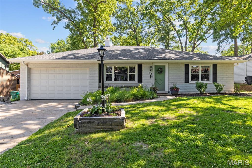 Turn key four bedroom Ranch situated on a quiet lane in a desired Webster Groves subdivision! This home is full of charming details and updates. The entryway leads into the large living room with a gas fireplace. Spacious dining room flowing into the cozy family room with a wood burning fireplace. Updated kitchen with custom cabinetry, newer stainless steel appliances, center island, quartz countertops, floating shelves and a custom corner banquette dining area. 3 very spacious main floor bedrooms with plenty of closet space. Expansive finished lower level with a bedroom w/ egress window, large family room with a gas fireplace, a recreation room, half bathroom (roughed in to be a full bathroom), office/play room, laundry room and several storage spaces.  Large covered patio perfect for entertaining that overlooks the level backyard.  Walking distance to Edgar Road Elementary, Blackburn Park and the Webster Groves Recreation Center. New Roof, Gutters and Downspouts (Fall 2025). Fantastic location with easy access to Elm, Watson and I-44.
