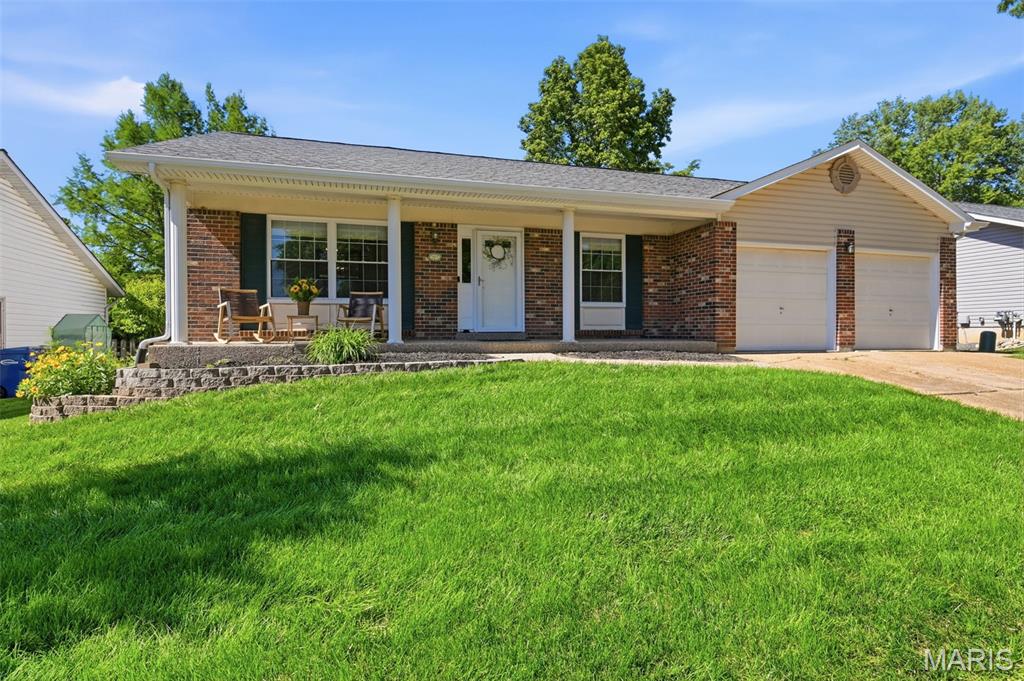 Beautifully updated and move-in ready, this fantastic 4-bedroom, 3 full bath ranch offers the perfect blend of style, comfort, and functionality in a desirable cul-de-sac location with over 3400 sq ft of finished living area! Exceptional curb appeal begins with a new roof (2022), new siding (2023), updated patio and door (2008), and fresh landscaping (2024). Inside, the show-stopping vaulted eat-in kitchen was completely redesigned in 2024 and features abundant custom white cabinetry with glass accents, quartz countertops, a center island with seating, stainless steel appliances including a double oven, cooktop, and dishwasher, stylish backsplash, coffee bar, pantry, and additional space for main-floor laundry. The vaulted family room offers a warm and inviting atmosphere with a cozy wood-burning fireplace and sliding glass doors leading to the rear patio—perfect for entertaining or relaxing outdoors. New flooring in the kitchen and entry foyer (2024), along with custom window treatments throughout, add to the home’s modern appeal.   The spacious dining room offers excellent flexibility and can easily function as an additional sitting area or formal living space. A private office perfect for a work-from-home setup. The primary suite features a walk-in closet and beautifully updated chic ensuite bath. Three additional generously sized bedrooms and a second updated full bath complete the main level. The finished lower level offers incredible versatility with a large recreation area featuring a wet bar, exercise room or office, two oversized bonus rooms, updated full bath, a wonderful laundry room with wet sink, folding area and cabinets. Abundant storage space. Additional major updates include HVAC (approximately 1 year old), water heater (5 years), updated electrical (2022), and updated plumbing throughout. Ideally located within walking distance to Queeny Park and conveniently near Highways 141, 270, and 64, this thoughtfully updated home is located in the Parkway School District and is truly move-in ready! Kitchen refrigerator, LL Refrigerator, washer and dryer included.