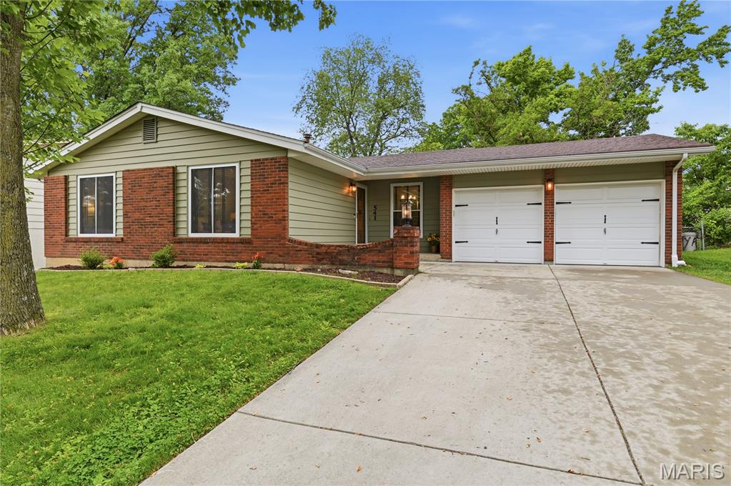 Fabulous, fully renovated, and truly move-in ready, this exceptional 3-bedroom, 2-bath home offers the perfect blend of modern elegance, quality craftsmanship, and functional design. Recent exterior improvements include updated gutters and a new French drain system for added peace of mind. Inside, you’ll find an inviting open-concept floor plan featuring luxury vinyl plank flooring throughout the living, dining, kitchen, and family room areas. The beautifully updated kitchen seamlessly connects to the main living spaces, creating an ideal layout for both everyday living and entertaining. Highlights include stainless steel appliances, a gas range, white shaker cabinetry, granite countertops, custom backsplash, pantry, and refrigerator that stays! Custom wood blinds throughout add warmth and style. The cozy family room features a recently updated (new liner 5/26) wood-burning fireplace and sliding glass doors leading to an oversized patio and level, fenced backyard—perfect for relaxing or entertaining outdoors. The spacious primary suite includes a handsome updated bath, while two additional bedrooms and a second renovated full bath complete the main level. The lower level offers excellent potential and is ready for your finishing touches. Washer & Dryer Included! Outstanding location near Hwy 141, I-44, I-64, and I-270, with access to sought-after Parkway South schools. Truly a turnkey opportunity—just move in and enjoy!