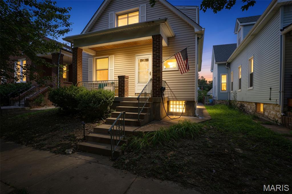Charming bungalow nestled in a quiet neighborhood with plenty of character and flexibility! The main floor offers the potential for a primary bedroom by converting the dining room into a third bedroom. Main floor closet at the base of the stairs could also serve as a small main level laundry or half bath. Upstairs, you'll find two spacious bedrooms and a full bath. Features include beautiful solid wood flooring, updated windows and front/rear exterior doors (2019), HVAC system (2019), and roof and siding (2014), along with some updated plumbing and electrical.
The walk-out basement provides abundant storage, an unfinished recreation area, laundry space, and an additional half bath. Outside, enjoy a large level fenced backyard with plenty of room for a detached garage, workshop, or additional outdoor living space. Parking pad for off street parking is a plus! A wonderful opportunity with room to make it your own!