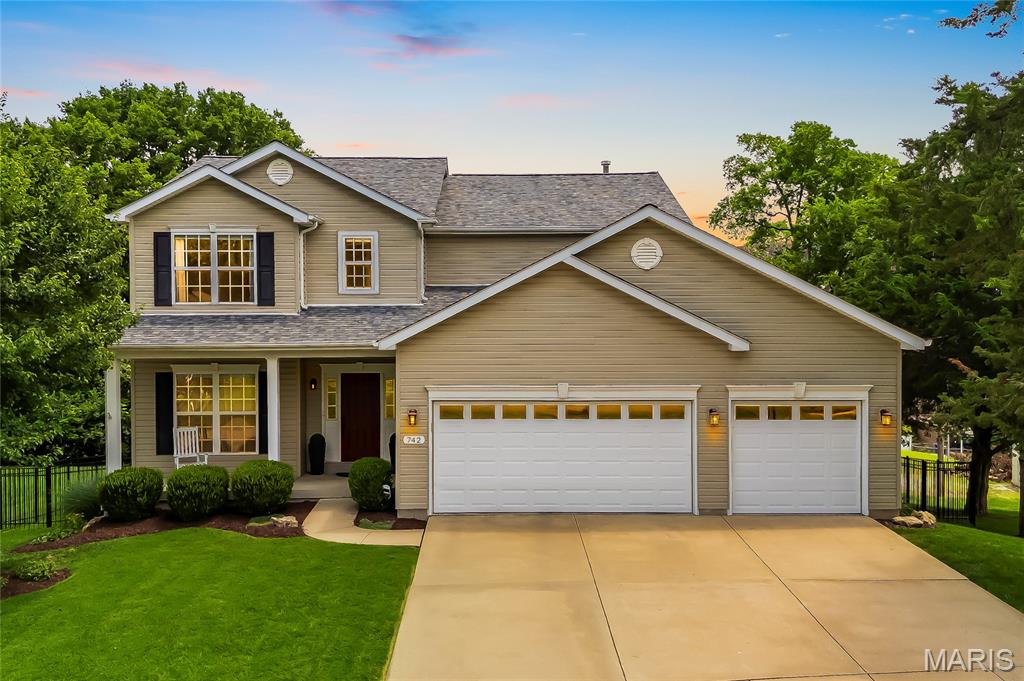 Open Sat, 7/18, 12-2pm. Welcome home to this stunning 4-bedroom, 2.5-bath custom-built two-story home. Built in 2011, this meticulously maintained home welcomes you with a bright, open floor plan, beautiful hardwood flooring throughout the main level, and an inviting foyer flanked by a versatile living room - ideal as a home office, playroom, or formal sitting area.

Beyond the open staircase, the spacious family room features a cozy gas fireplace and a large bay window that fills the home with natural light and flows seamlessly into the heart of the home - the chef's kitchen which features gorgeous tile flooring, abundant 42" cabinetry, quartz countertops, tile backsplash, spacious butterfly island, stainless steel appliances, gas cooktop, and walk-in pantry. The adjacent dining room can be casual or formal - perfect for both entertaining and everyday living.

Convenience continues with a main-floor powder room and laundry room.

Step outside to enjoy a newer composite deck overlooking the fully fenced backyard, with stairs leading to a patio below. The expansive yard offers plenty of space for entertaining, outdoor games, gardening, or evenings around a fire pit - all while enjoying a rare sense of privacy and a peaceful, country-like setting.

Upstairs, you'll find four generously sized bedrooms, each featuring its own walk-in closet! The primary suite offers a vaulted ceiling and ensuite with a walk-in shower, separate tub, and oversized vanity. A second full bathroom with shower/tub combination and tile floor serves the additional bedrooms.

The walk-out lower level provides endless possibilities for future expansion with a bathroom rough-in, full egress window, abundant storage, and ample space to create the recreation room, home gym, office or guest suite of your dreams.

Ideally located with excellent highway access, shopping, restaurants, and walking distance to elementary, middle, and high schools, this home offers the perfect combination of convenience and tranquility with no HOA fees! If you've been searching for a home that provides both a peaceful retreat and an unbeatable location, 742 Dennis Drive is one you won't want to miss.