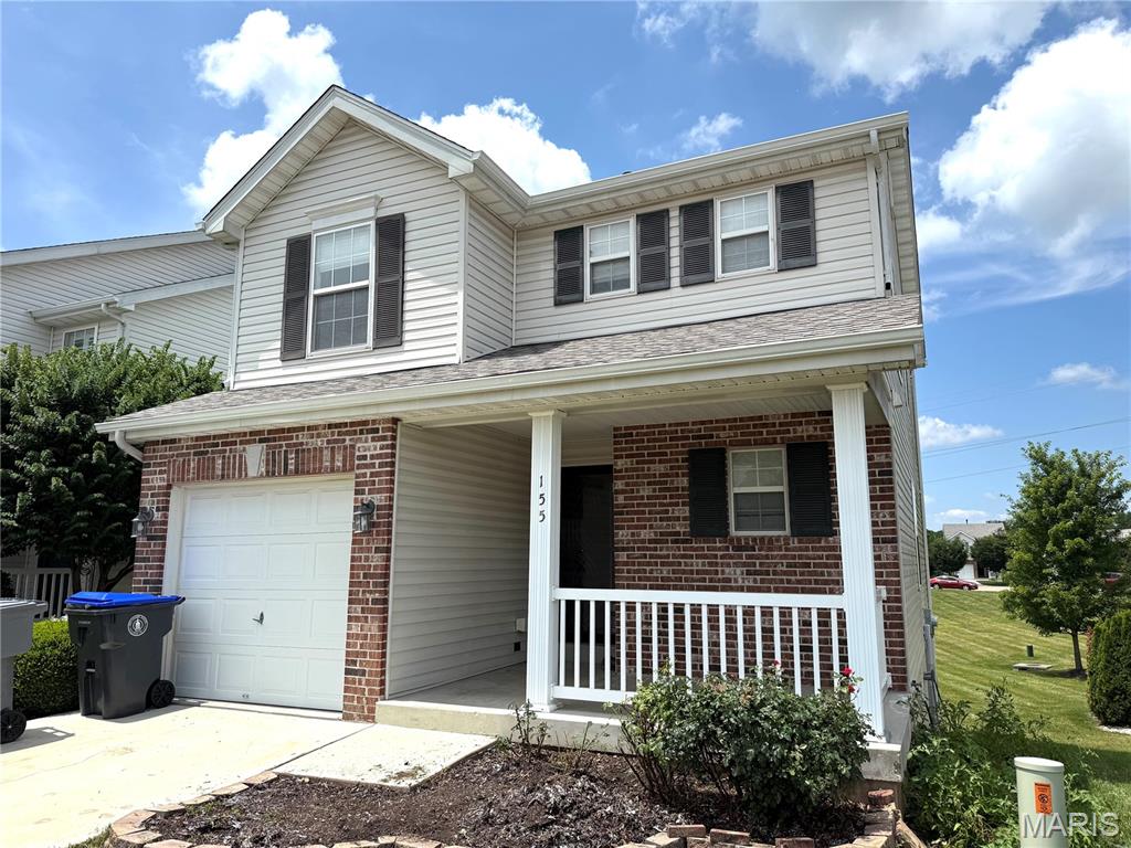 Welcome home to this inviting 1,384 sq ft townhome built in 2009, and perfectly situated in the sought-after Hyland Green community.  Offering low-maintenance living with modern finishes and thoughtful design, this 2-story gem is ideal for first-time buyers, professionals, or anyone seeking convenience and comfort in a vibrant O'Fallon neighborhood.  Step inside to an open and airy main level family room with a cozy gas fireplace.  The well-appointed kitchen features quartz counters, a large sink, and a bay window in the breakfast room.  A convenient powder room completes the first floor.   Upstairs, the primary bedroom has a tall vaulted ceiling, great closet space and a full bath with a seat in the shower.  The 2nd & 3rd bedrooms are versatile for guests, a home office, or hobbies, paired with another full bathroom.  The walk out lower level is fully roughed-in for a future full bath.  Outside, enjoy brick veneer curb appeal, a new roof, a large composite deck, and a manageable flat lot.  Residents of Hyland Green love the community pool, proximity to parks, shopping, dining, and top-rated Ft. Zumwalt schools.  Schedule your showing today and discover why this property stands out!   Showings begin Sat 7/11.  Open House Sun 7/12, 1-3pm.