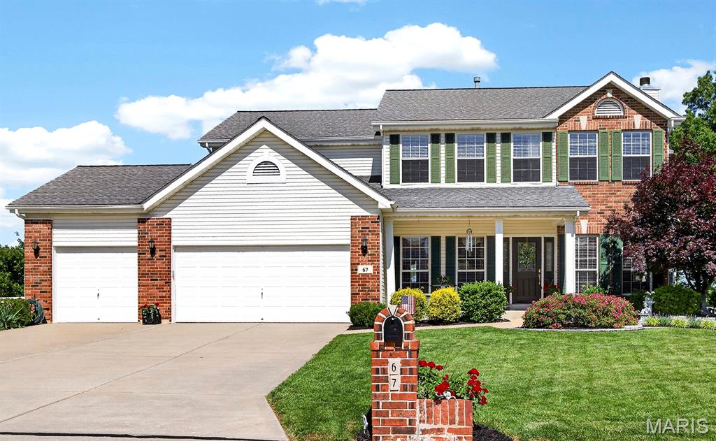 Fantastic neighborhood, enjoy the subdivision pool or a golf cart ride into Cottleville.  This well designed expanded floor plan offers so many nice details you will love to call it home.  Gorgeous elevation, culdesac lot, lush green large fenced yard ~ don't forget to sit on the deck to watch the beautiful sunsets.  Entry foyer open to living room or home office with extra side windows- bay window allows you to soak in the natural light.  9 foot ceilings, central vac, updated carpet Formal dining room with coffered ceiling and wainscotting. Great room with bay window, built in custom book cases, brick fireplace with gas logs, ceiling fan, neutral paint and updated carpet. The light and bright kitchen offers white 42" cabinets, tons of counter space, stainless appliances, center island, backsplash and walk in pantry.  Breakfast room with atrium/french doors, recipe desk or organization station, perfect for homework or studying too!  Enormous main level laundry handy soaking sink, and storage area for mudroom use.  Primary suite offers luxury plus a peaceful relaxing space, vaulted ceiling, plenty of windows, large walk in closet with organizers, ensuite with upscale ceramic tile, dual sinks and makeup station, private water closet, tub and separate shower, linen closet.  Bedroom 2 with a private nook for desk or reading area, walk in closet. Bedroom 3 also offers a walk in closet and great window placement.  Bedroom 4 large enough for two beds...when this home was built they expanded the footprint to get you the extra square foot that everyone will quickly notice.  The finished walkout lower level offers a family room, an office with custom bookcases/ library set up, 5th real bedroom with full windows, dual closets, PLUS a play nook.  Full bathroom with linen closet. Organized storage area with wooden storage shelves.  Dual HVAC, refrigerator nook, and sump pit.  Patio and deck create a perfect place to enjoy BBQ's and fun, irrigation/sprnkler system.  3 car oversized garage top off the desirable features this home offers.  So many nice updates and upgrades ~ schedule your appointment now!  FULL LIST of udates & upgrades attached in MLS ***Stop at front of neighborhood to view the pool and cabanna area - it is like living at your own resort.