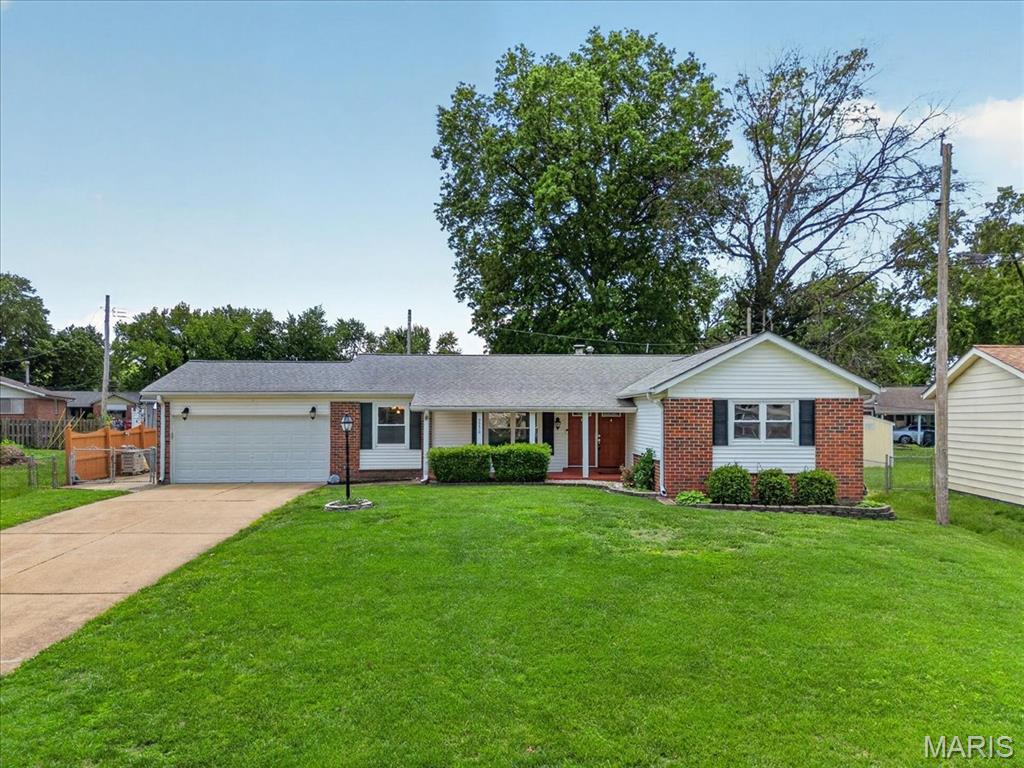 Brick and vinyl sided ranch with architectural shingled roof installed in 2019. This ranch home provides 4 brs, 2.5 baths and a 2-car garage. The interior is newly painted including the finished area of the basement, includes freshly painted trim and 6 panel doors, a few new light fixtures and the carpeted areas have been cleaned. There are exposed wood floors in 3 of the bedrooms and it appears wood floors are under most of the carpeted areas. There are ceiling fans in most rooms of the house. All the kitchen appliances will remain and the refrigerator was new in 2023. The lower level is finished with a 37' x 12' rec room with a dry bar. There is an additional room off of the rec room which measures which measures 18 x 11 so a whole lot of space to just hang out. There is a half bath and plenty of storage area remains. The Lennox HVAC was replaced in 2022. The 40 gal water heater was replaced in 2019. There is also a sump pit and pump and the washer and dryer will remain. Out back is a inground salt water pool which is approximately 34 x 20 per public records, 8' deep with pool decking all around, a 19 x 18 covered patio and most of the yard is enclosed with a wood privacy fence.