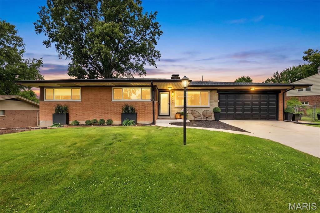 Stunning updated mid-century ranch on a beautiful, tree-lined lot in desirable Lindberg School District and steps away from access to Crestwood Park. This bright and spacious home offers a classic layout featuring a formal living room, separate dining room, family room with gas fireplace, and an updated eat-in kitchen. The kitchen is fully equipped with white cabinets, granite counters, stainless appliances (including double ovens, built-in gas range, microwave, refrigerator, dishwasher) and pantry. Hardwood floors and recessed can lighting flow throughout the main level, while the primary suite with fully remodeled bath and additional bedrooms provide comfortable retreats. The fully finished lower level adds excellent flex space and the spacious concrete patio overlooks the large, private backyard - both great spaces for hosting and entertaining friends and family.
Updates & Features: newer roof, professionally installed sewer liner with transferable warranty, renovated primary and hall baths, all new interior wood doors with upgraded hinges and knobs, new exterior doors, fully finished basement with concrete floors, 2 car garage, Ring cameras, and more.
Conveniently located near tons of activities, shopping, parks, and major highways. Move in ready with modern updates while preserving its timeless charm. Welcome home!