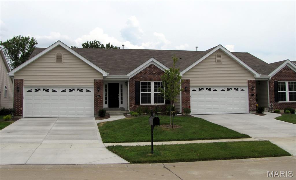 Spacious Executive Villa. Nice landscaping, spacious foyer, opens into the large great room with skylights. Great room has gas fireplace with TV mount above fireplace and ceiling fans. Kitchen and dining areas are open to great room with access to the deck. Kitchen has granite counters, stainless appliances and lots off cabinets. Main floor laundry has built in cabinets and granite counters. Primary bedroom suite with tub and separate shower, access to your walk-in closet. Second bedroom is located off the foyer with double doors. Wide staircase to mostly finished walk out lower level. Finish includes family room, bedroom and a full bathroom.  There are 2 storage rooms and slider to covered patio and look out to trees and nice yard. Property is being sold with tenant rights, do not disturb tenants. No showing until July 6 or later.