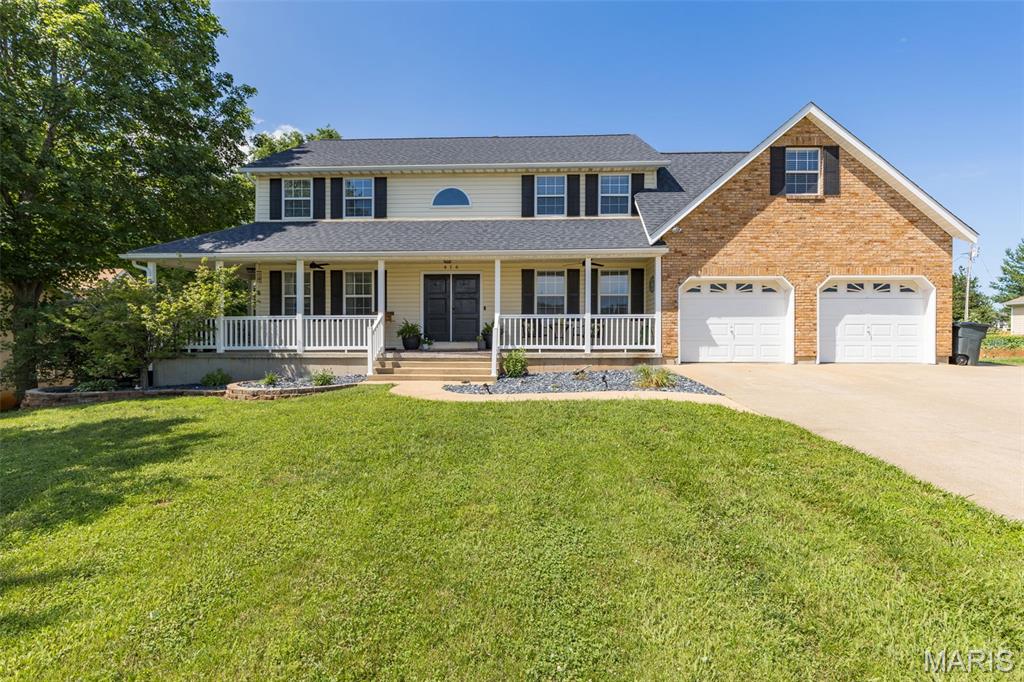 Welcome to 416 Trevor Court in Bonne Terre (Desloge), Missouri! This stunning 6-bedroom, 3.5-bath home offers exceptional space, comfort, and amenities on an almost half-acre lot located in a quiet cul-de-sac within a desirable neighborhood. Enjoy the perfect combination of peaceful living and convenience with quick access to Highway 67, while being situated just outside the city limits with city water and sewer services.  Step inside to an impressive open foyer leading to a spacious open-concept floor plan featuring a living room and a cozy family room with a gas fireplace. The beautiful kitchen is the heart of the home, showcasing custom cabinetry, granite countertops, a large center island, and ample workspace for cooking and entertaining. A formal dining room provides the perfect setting for holiday gatherings and special occasions.  The second floor features four generously sized bedrooms, including an amazing primary suite with a luxurious bath and an enormous walk-in closet. Every bedroom offers oversized walk-in closets, and the conveniently located second-floor laundry room makes daily living a breeze.  The fully finished walkout basement adds even more living space with two additional bedrooms, a full bath, and plenty of storage.  Outdoor living is equally impressive with a covered front porch, covered rear patio, composite decking, fenced backyard, and an in-ground swimming pool, perfect for relaxing or entertaining family and friends all summer long.  Additional features include a 22' x 25' attached garage, abundant storage throughout, and a fantastic location offering privacy, convenience, and easy commuting. This exceptional property truly has room for everyone!