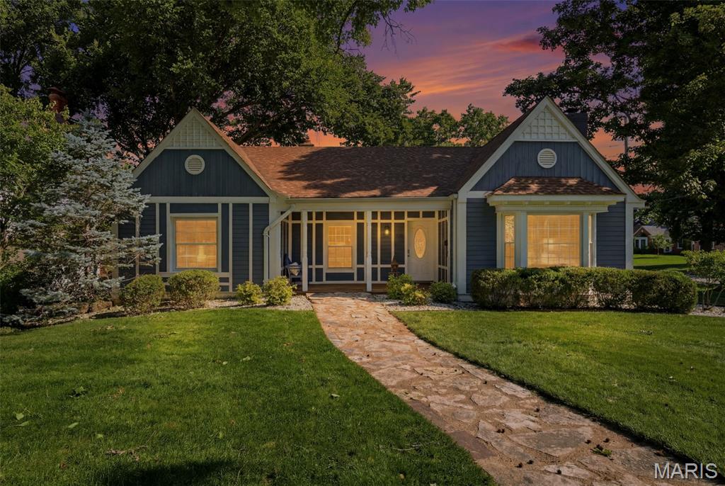 This beautifully updated Glendale ranch delivers the highly sought-after ease of one-level living — and so much more. A thoughtful renovation of the main living spaces creates an open, airy flow with excellent sight lines from the kitchen through the dining and living areas. Soaring beamed and vaulted ceilings elevate the space, adding architectural drama while maintaining a warm, inviting feel. Rich oak hardwood floors seamlessly bridge the home’s original character with modern updates and extend throughout the bedrooms for a cohesive, timeless look. The stunning kitchen is a true standout, featuring crisp white perimeter cabinetry, quartz countertops, and a striking navy-blue island that adds bold, stylish contrast. The living room is classic yet comfortable — an ideal gathering space for entertaining guests or enjoying a quiet evening by the gas fireplace. Three well-sized bedrooms and two updated full bathrooms complete the main level, offering convenient and comfortable single-floor living. The lower level provides a finished bonus room  along with generous unfinished storage space, giving flexibility for hobbies, organization, or future expansion. Outside, a charming backyard shed adds practical lawn and garden storage, allowing the one-car garage to remain dedicated to parking. A rare Glendale opportunity combining style, function, and one-level living in a prime location.
