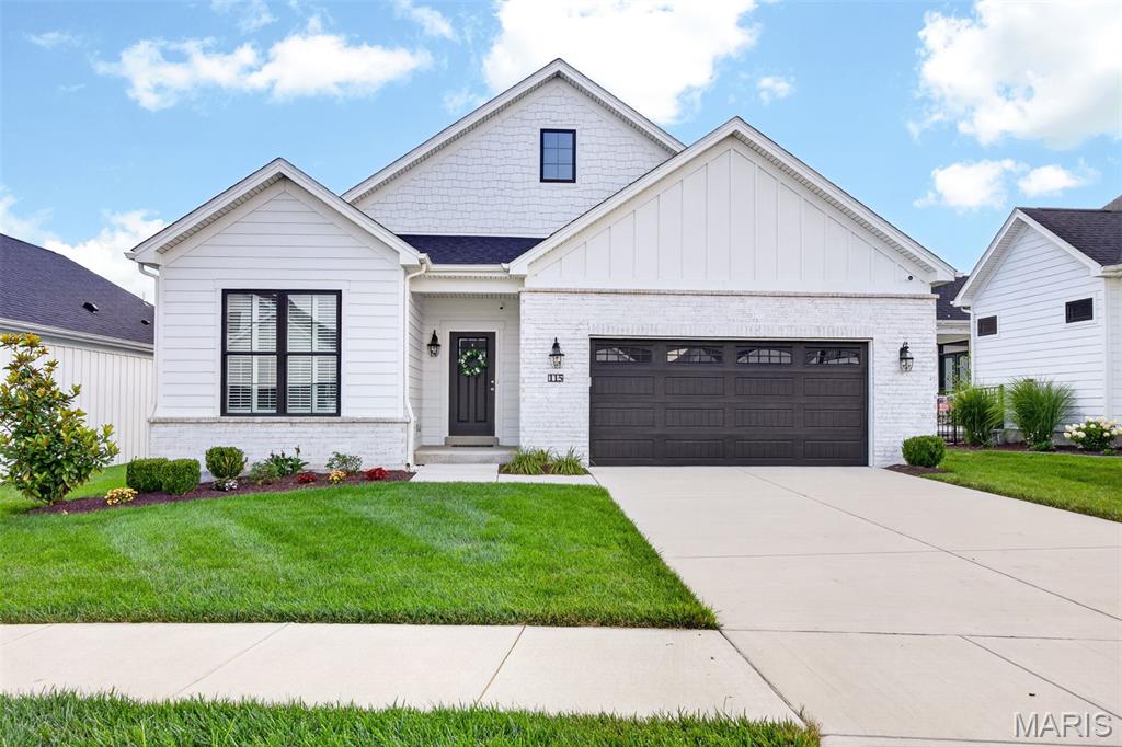 Welcome Home! If the builder of a home community could choose, with knowledge of all the options and a vision of the perfect villa- what would that builder choose. Here it is! This one has all the smart choices and great upgrades- packaged together, barely lived in, ready to go. No need to wait 6 months for new and then spend more on a washer dryer, refrigerator, custom shutters and window treatments, landscaping, finished LL, custom paint.. this one is here and now and it has it all and still has that new house smell! No corners cut at the Courtyards of Barathaven! Here you will find Pella Windows, James Hardie Siding, 9’ ceilings, High efficiency heating and cooling systems, 5 ¼” trim, Upgraded Wood Laminate Flooring, GE profile Appliances, Security System, Smart Thermostats, Upgraded carpet and pad. True craftsmanship shows in these villas and this one has all of that and more! A two car fully finished garage, SS GE appliances with a 5 burner gas cooktop, quartz counters, custom tile master step in shower, color stamped patio with privacy screen. Upgraded lighting throughout, a finished LL with a huge rec area, half bath and plenty of room to add to the living space. Two bedrooms on the main level with two full baths AND an office space, a large breakfast room that can hold your full dining set with china cabinet and access to  the gem of these villas- the courtyard outdoor space- positioned for privacy and easy living. Just $200 a mo covers the landscaping and snow removal. The list of features continues- tray ceilings, under cabinet lighting, level 2 quartz, gas fireplace with stone surround, upgraded floors throughout, custom cabinets with dovetail boxes and easy close. You cannot build this villa for near this price. Stop looking, stop waiting... this one is ready now. A new villa without the hefty price tag and no wait. Welcome HOME.