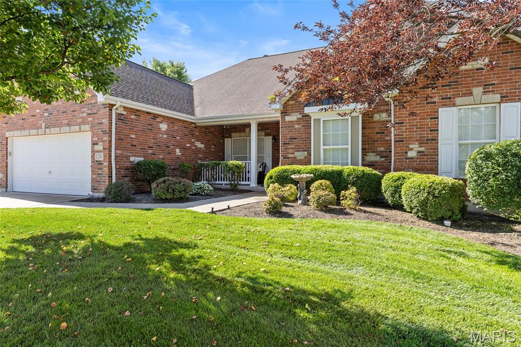 Incredible and luxurious ranch home in Francis Howell Schools with in law suite.  Walking up to the residence you are greeted with a covered front porch. Entering the home you will immediately be impressed with the 10' and 14' ceilings! There is a formal dining room as you enter. You will be wowed by the great room with gas fireplace and and wall of windows! This kitchen is designed for the chef and entertaining featuring an abundance of cabinets, granite, large center island with breakfast bar, Monogram stainless appliances, gas cooktop, walk-in pantry and fireplace. Breakfast area leads to your newly fenced in yard with extended patio and pizza oven! Primary suite is sprawling with large walk in closet and Sep tub and shower. There are 2 secondary bedrooms on the main level and an additional 4th (office).  Your lower level is a true Ext of your residence  with the 2nd full kitchen, large bar, wine cellar, fireplace, full bath, a private home office/sleeping area and plenty of unfinished storage space! This makes a great in law suite and apartment for family! Don't forget your great corner lot! All just seconds from I-64 and Winghaven!