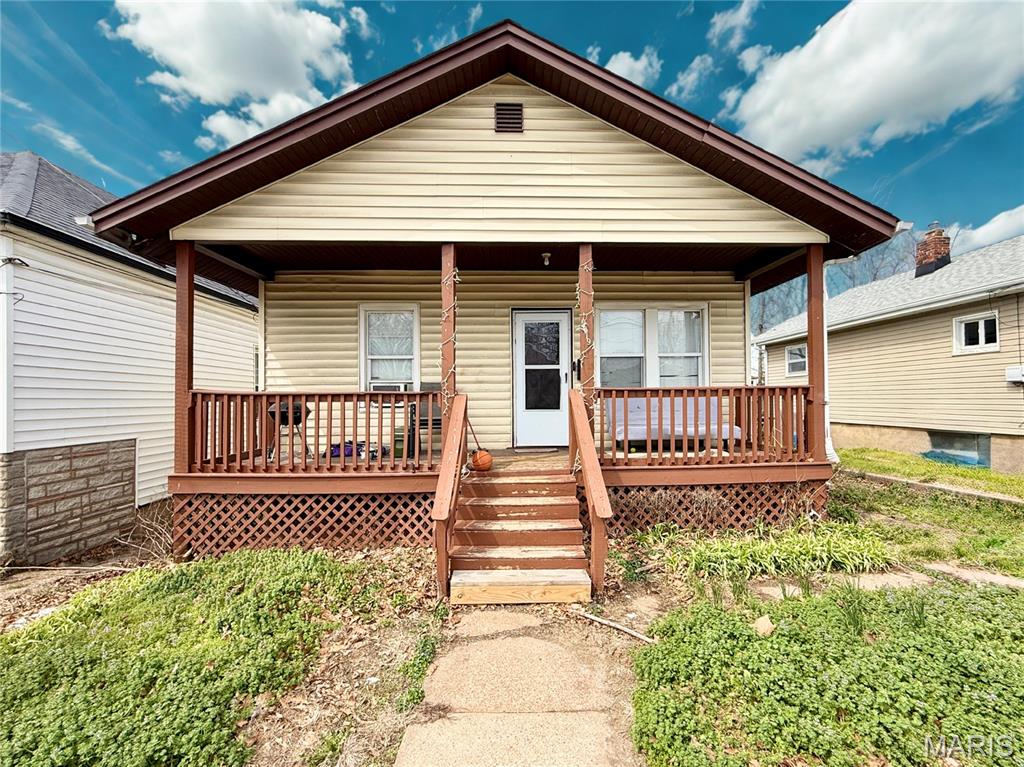 Back on Market-no fault of seller. Buyer financing fell through. Great opportunity for investors or owner-occupants! This 1 bed, 1 bath home offers easy potential to convert into a 2 bedroom, 1 bath with minimal modifications. Features include an eat-in kitchen with pantry, spacious living room, and bonus room which could easily be converted into 2nd bedroom. In the unfinished walk-up basement you'll find the laundry area and additional space for storage or potential expansion. Outside, enjoy a long driveway for ample off-street parking and a large level yard perfect for entertaining or outdoor activities. A fantastic addition to any rental portfolio with minimal investment needed to get started! Can be purchased individually, as a package, or in any combination with the following houses: 5346 Janet Ave, 5316 Janet Ave, 7159 Garesche Ave, and 7506 W Florissant Ave. Property being sold As-Is. OWNER BY CONTRACT