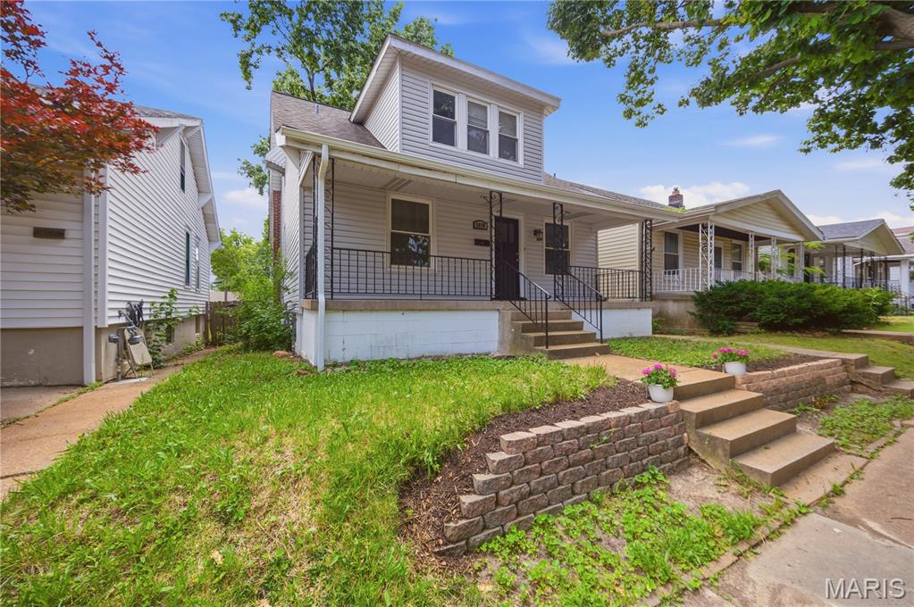 Welcome Home to 5018 Leona Street. This charming South City bungalow is full of character and updates! This 3-bedroom, 1-bath, over 1200 square foot home features beautiful refinished hardwood floors, classic archways, a spacious living room, and a formal dining room perfect for entertaining. Freshly painted throughout with a large main-floor primary bedroom and two additional bedrooms upstairs. The bright sunroom just off the kitchen offers the perfect spot for morning coffee or extra living space. Lower Level has great potential with decent headroom. Recent improvements include new siding and gutters for added peace of mind. Enjoy the nice backyard, detached garage, additional parking accessed from alley and all the charm this home has to offer! Seller will consider assisting with Buyers Closing Costs!