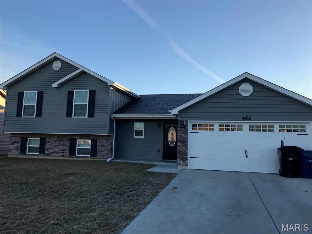This newer 4Bed/3Bath home has every upgrade you could imagine! They include vaulted ceilings, rounded corners, granite countertops, stainless steel appliances (including fridge), cabinets with "soft close", LVT flooring, custom neutral colored paint job throughout, framed windows, taller baseboards, adult sized cabinets in bathrooms with marble countertops, walk-in closet, upgraded carriage doors on an oversized 2-CAR garage with openers, panel interior doors, and upgraded water/light fixtures throughout the house! Tenant to verify school districts as Wentzville is undergoing constant change.