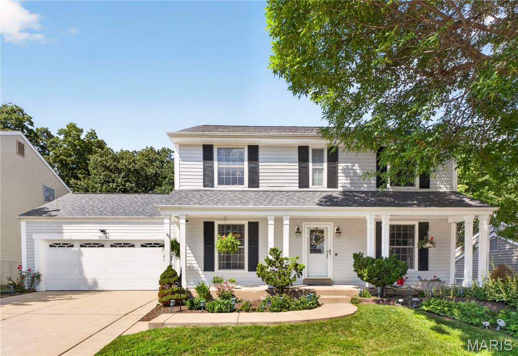 Welcome to this beautifully maintained 2-story home tucked away on a quiet cul-de-sac in the highly sought-after Lindbergh School District! Offering over 2,700 square feet of living space plus a partially finished walk-out lower level, this spacious 4-bedroom, 3.5-bath home is designed for comfortable everyday living and effortless entertaining.  Step inside to a welcoming foyer with an open staircase, gleaming hardwood floors, and multiple living spaces including a formal living room, dining room, and a cozy family room with a gas fireplace. The updated kitchen features rich cabinetry, granite countertops, stainless steel appliances, a breakfast bar, and an adjoining breakfast room filled with natural light. Upstairs, the spacious primary suite offers a private bath and generous closet space, while three additional bedrooms provide room for family, guests, or a home office. The walk-out lower level expands your living options with a large recreation area, an additional full bath, and plenty of storage. Enjoy the private backyard that backs to common ground and a wooded area, creating a peaceful setting for relaxing or entertaining outdoors. Additional highlights include a main-floor laundry room, attached two-car garage, and convenient access to shopping, dining, parks, and major highways.