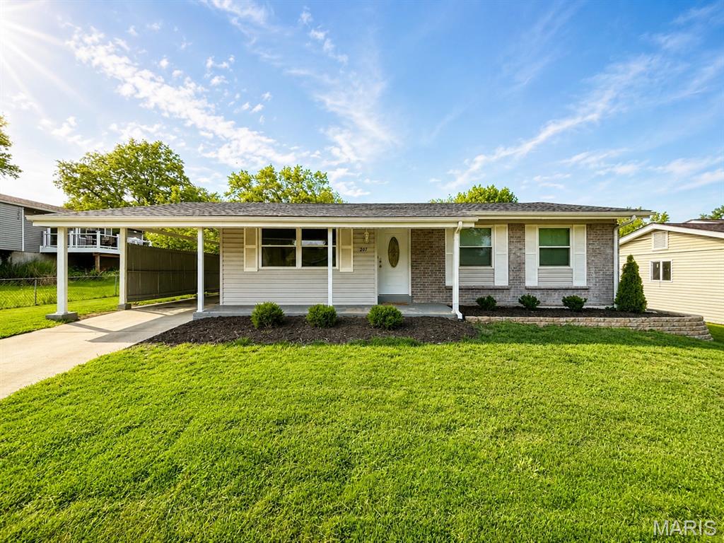Beautifully updated 3-bedroom, 2-bath home featuring stylish finishes and modern upgrades throughout. Sunlight fills the living spaces, creating a warm, inviting atmosphere, and the functional layout makes this home perfect for everyday living and entertaining. The kitchen is designed to impress with custom white soft-close cabinetry, granite countertops, classic subway tile backsplash, and matching Samsung stainless steel appliances all less than five years old. Step outside through the high-end sliding glass door that leads out to the deck and level fenced backyard. It’s the perfect place for kids to play, pets to roam, and friends to gather on the deck overlooking the backyard. The finished basement adds valuable living space and includes a versatile bonus room ideal for a home office, workout room, or playroom. Enjoy added comfort and convenience with a Google Home smart thermostat for modern, energy-efficient living. Located in the highly regarded Rockwood School District, don’t miss the opportunity to own a move-in ready home with quality details throughout.