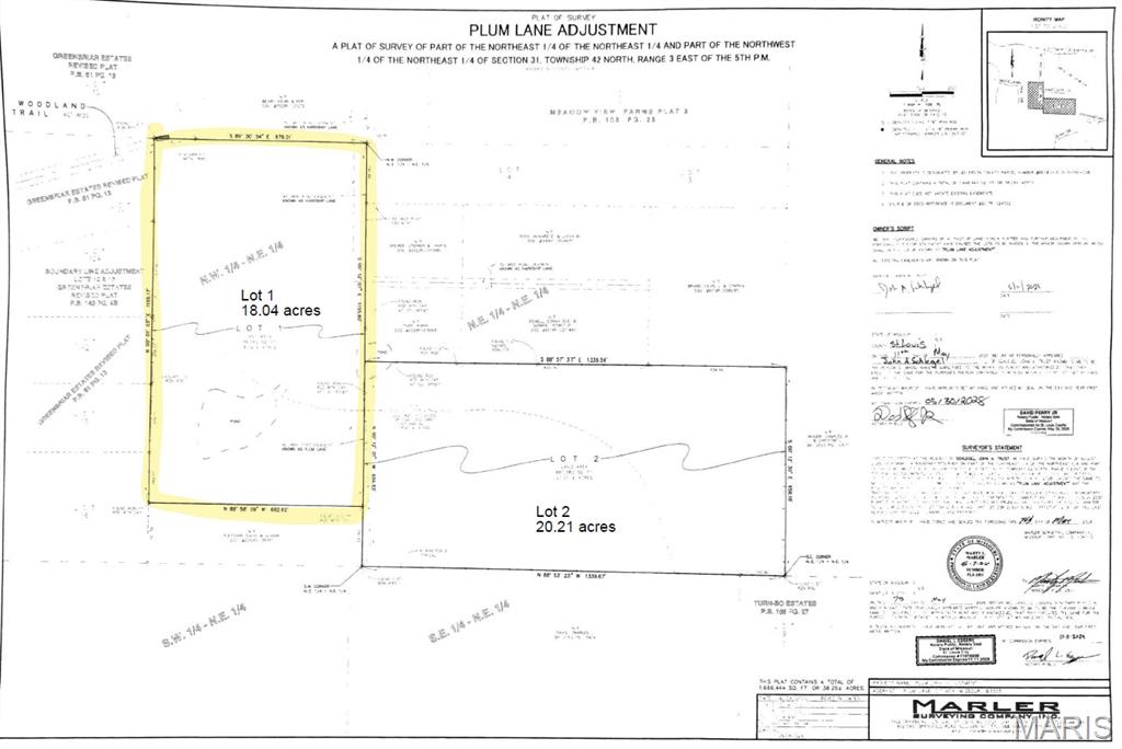 Discover the perfect blend of privacy, nature, and opportunity with these beautiful acreage tracts in Dittmer! Recently divided into two separate parcels, these properties are available individually or together, offering endless possibilities for recreation, hunting, or building your dream home.

Lot 1 features 18.04 acres with a picturesque 1 acre lake complete with a dam. The area surrounding the lake offers open, cleared space before transitioning into mature woods, creating an ideal setting for fishing, wildlife watching, or a future homesite.

Lot 2 MLS 26041099 consists of 20.21 acres with a smaller pond, a mix of open ground, wooded acreage, and some existing fencing. The combination of cleared and wooded areas provides excellent habitat for wildlife and plenty of room to enjoy the outdoors.

Whether you're looking for a private retreat, hunting property, recreational getaway, or the perfect place to build your forever home, these properties offer the peace and beauty of country living while still being within a reasonable drive of everyday conveniences. Purchase one parcel or both to create your own 38.25-acre escape!
Don't miss this rare opportunity to own scenic acreage with ponds, wooded privacy, and unlimited potential!