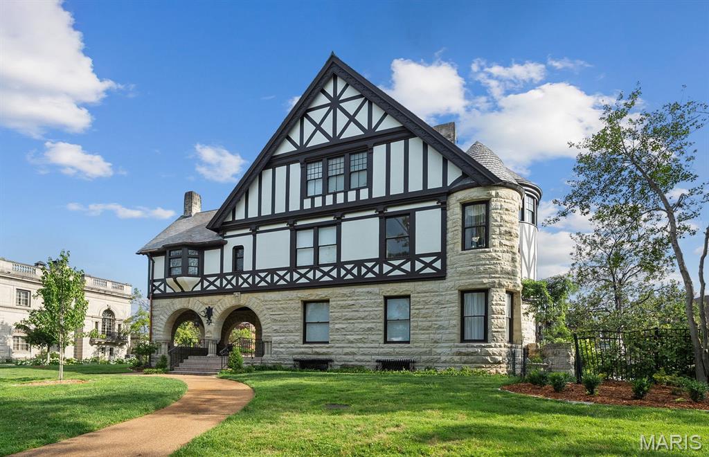 Built in 1893 and designed by noted architect Theodore Link...this home has been lovingly, thoughtfully & carefully restored, renovated & updated by the current owners, no expense was spared.  A complete restoration of the exterior brought this stately manse back to its original grandeur and the architect's original vision.      
Gracious entry foyer w/ newly painted mural by local artist Peter Engelsmann, beamed ceiling & custom runner.  Elegant formal LR & DR, library w/ built-ins, updated kitchen w/ Carrara marble counter tops, high-end appliances, butler's pantry + catering kitchen.  Just completed a new primary suite w/ elegant new bath with large wet room, dbl. bowl vanities & soaking tub.  3rd floor has been completely renovated with a kitchenette & fully compliant ADA bathroom.  Extra wide lot, beautiful pool, fountain & gardens...PLUS an elevator that services all 3 floors.  Renovated 1 bdrm, 1 bath carriage house, 2 car garage.  This is a one-of-a-kind offering  on sought-after Portland Place