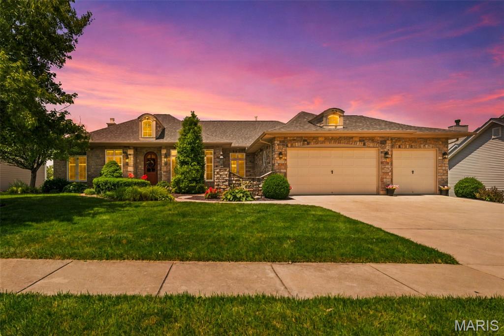 Welcome to 3105 Bear View Court. This one-of-a-kind property boasts a truly custom, stunning floor plan and a unique exterior that sets it apart from everything else on the market — because there’s simply nothing else like it. This home is anything but cookie cutter. Step outside to your showstopping brand new 72’ x 20’ covered composite deck with sleek railing and a private fireplace-the perfect place to unwind as you watch the sun dip below the horizon over the golf course. Whether you’re hosting or simply soaking it in, these sunset views are the kind you don’t forget. The list of updates is extensive and the quality speaks for itself: a new roof, new stone chimney (10–12 ft tall), and a brick mailbox anchor the curb appeal alongside fresh professional landscaping with rocks and trees. Inside, no detail was overlooked. The kitchen has been fully refreshed with cabinets painted and refaced, new quartz countertops and backsplash, while the primary bath features quartz as well. The 2nd bath was completely gutted and rebuilt with a gorgeous 5’ wide tile shower, new vanity, and tile floors. The basement 3rd bath received the same treatment with a brand new 5’ tile shower and fresh paint. All 3 toilets are new elongated models. Additional highlights include new wood floors in the 1st and 2nd bedrooms (matching existing hardwood throughout), a primary bedroom accent wall, cedar closet organizers in the primary bedroom and hallway closets, fresh paint throughout the 1st floor, and lower level carpet cleaning and paint. The utility room was fully gutted and reimagined with granite counters, new cabinets, washer/dryer, and tile. The insulated and drywalled basement offers potential as a 4th bedroom. Mechanical updates include a new 1st floor AC, new hot water heater, 6-inch gutters, insulated garage doors, and a new garage door opener with 2 springs. Situated in the sought-after Bear Creek Golf Club community — with golf, pool, and clubhouse amenities — this home delivers views, space, and a level of finish that simply cannot be replicated at this price. Come see why this is the one everyone will be talking about.