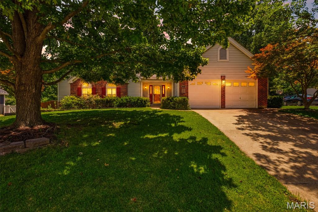 Poolside living, a prime Crestwood location, and room for everyone to spread out, this beautifully maintained ranch truly has it all. Tucked away on a quiet cul-de-sac just moments from Grant’s Farm and Grant’s Trail, this beautifully maintained 4 bed, 3 bath home offers an open floor plan designed for both everyday living and effortless entertaining. The inviting living room features vaulted ceilings, a cozy gas fireplace, and gleaming hardwood floors that continue throughout much of the home. A spacious formal dining room provides the perfect setting for gatherings, while the kitchen offers a center island, solid surface countertops, black appliances, pantry, and abundant workspace. Convenient main floor laundry adds to the home’s functionality.  Step outside from the kitchen to a covered patio overlooking your own private backyard retreat, complete with an in-ground pool ideal for relaxing or entertaining all summer long. The primary suite offers two closets, including a walk-in closet, along with a spacious ensuite bath featuring a double vanity, jetted tub, and separate shower. The finished lower level provides a massive recreation room perfect for game nights, movie marathons, or hosting guests, along with two versatile bonus rooms and a full bath that offer endless possibilities for a home office, gym, hobby room, or guest space. Located in the highly rated Lindbergh School District and just minutes from major highways, shopping, dining, and entertainment, this exceptional home offers the perfect blend of comfort, convenience, and lifestyle in one of Crestwood’s most sought-after locations.