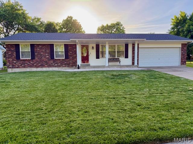 Charming brick ranch in the heart of Saint Peters! Move-in ready with refinished hardwood floors, updated lighting, and fresh neutral paint throughout. The kitchen features updated cabinetry granite countertops, subway tile backsplash, stainless steel appliances, and a brand new kitchen faucet. Updated bath with walk-in tile shower, Google Nest thermostat, and a spacious two-car garage round out the main level.The open basement offers endless potential and includes a pool table, plus laundry hookups on both the main level and basement. Out back, enjoy a fully fenced yard with a patio, storage shed, and beautifully maintained lawn ? plus great curb appeal out front. Comes with a home warranty for added piece of mind. Convenient to I-70, Shopping, dining and parks. Don't miss this one!