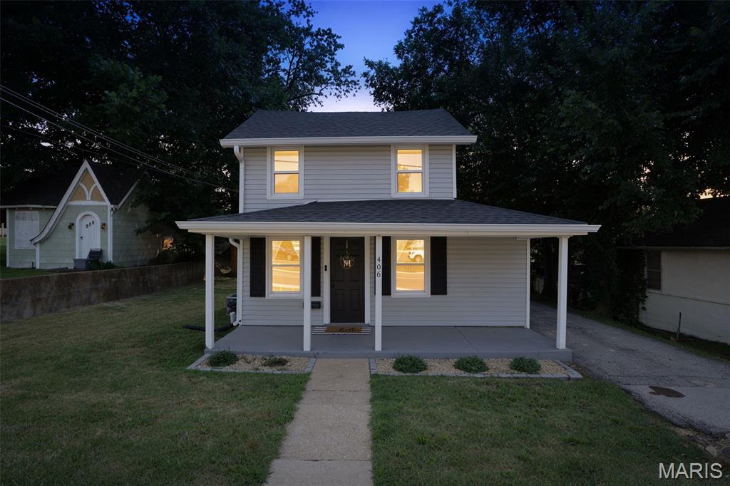Welcome home to this beautifully updated 3-bedroom, 2-bath home in the heart of Festus! Offering approximately 1,250 sq. ft. of living space, this move-in ready property features fresh updates throughout, spacious living areas, and a functional open floor plan designed for comfortable everyday living and great for entertaining. This home has loads of character and charm. Fall in love with the stunning kitchen featuring crisp white cabinetry, stainless steel appliances, gorgeous solid surface countertops, recessed lighting, and durable luxury vinyl plank flooring. The open-concept design flows seamlessly into the living space, making this home feel bright and modern. Enjoy relaxing on the covered front porch, while the privacy fenced yard provides space for pets, play, or gardening. Off-street parking adds convenience, and the home's central location offers easy access to schools, shopping, restaurants, parks, and major commuter routes.