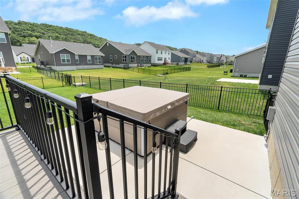 Why wait to build when this beautiful, move-in-ready 2-story home is ready now? Like new WITH a deck, fence, AND patio. No need to wait to build, PLUS the added expense of installing a deck after moving in w/ new construction (Royal II floorplan)... 2508 Chukka Dr. has done the upgrades just in time for you to enjoy summer in your new backyard! This home offers 4 bedrooms, 2.5 baths, and over 2,000 square feet of thoughtfully designed living space, combining modern style with everyday functionality. The open floor plan features durable wood-look flooring throughout the main level, abundant natural light, and a spacious family room perfect for gathering with family and friends.
The kitchen is the heart of the home, boasting quartz countertops, a center island with a breakfast bar, 42-inch cabinetry, stainless steel appliances, a walk-in pantry, and an adjoining breakfast room with sliding glass doors leading to the outdoors. Step onto the expansive composite deck overlooking the fully fenced backyard—ideal for entertaining, relaxing, or letting pets and children play safely. A dedicated pad is already in place for a future hot tub, creating the perfect space for outdoor enjoyment.
A formal dining room provides additional room for hosting guests, while the convenient main-floor laundry and powder room add everyday practicality. Upstairs, the spacious primary suite offers a walk-in closet and private bath featuring double vanities, a walk-in shower, and soaking tub. Three additional bedrooms and a full hall bath provide plenty of space for family, guests, or a home office. The full basement with an egress window and a bath rough-in offers endless opportunities for future finishing and additional living space. Located in desirable Polo Grounds Manors within the Rockwood School District, this home offers the perfect blend of comfort, style, and convenience.