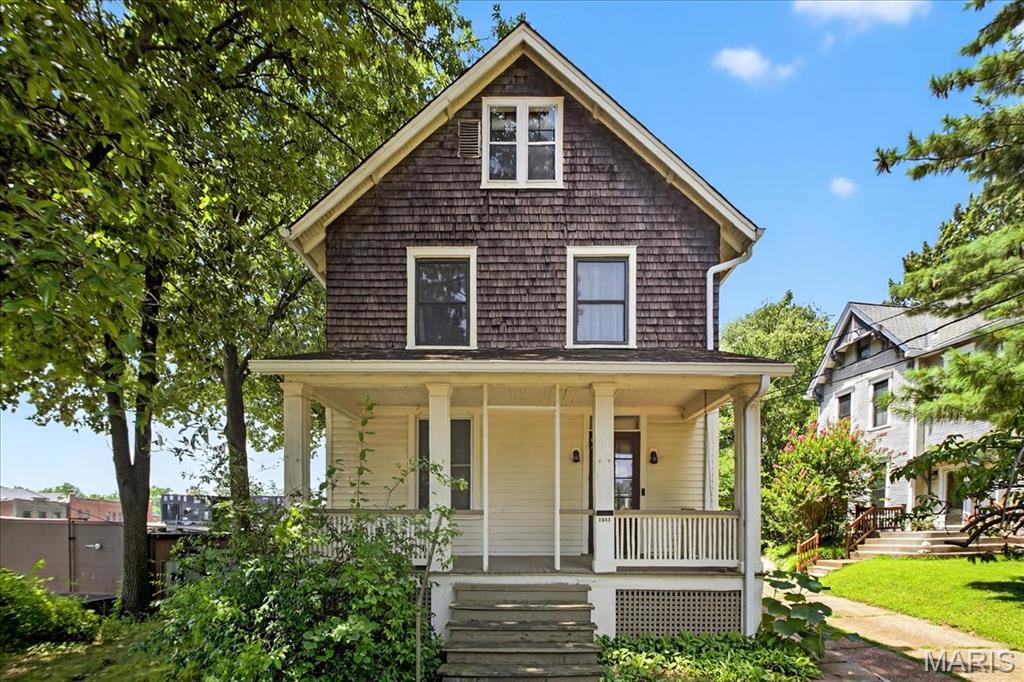 Built in 1890, this charming, historic home has been lovingly maintained and in the same family for over 50 years, but is ready to start a new chapter. This unique property is zoned for business as well as residential so the options for renovation are endless. Enter from the covered front porch to the beautiful original hardwood floors which are also under the carpeting in the living room, plus period lighting and high ceilings throughout the main floor. The second floor features the original hardwood flooring, 3 spacious bedrooms and a full bathroom complete with all the untouched tile and built-ins. An attic space with dark hardwood flooring is ready and waiting to be finished for added expansion. The extra large detached garage is the perfect place to store cars and more with over 1000sqft. This is an incredible opportunity in an enviable location just steps to Maplewood’s best dining, shopping and parks.